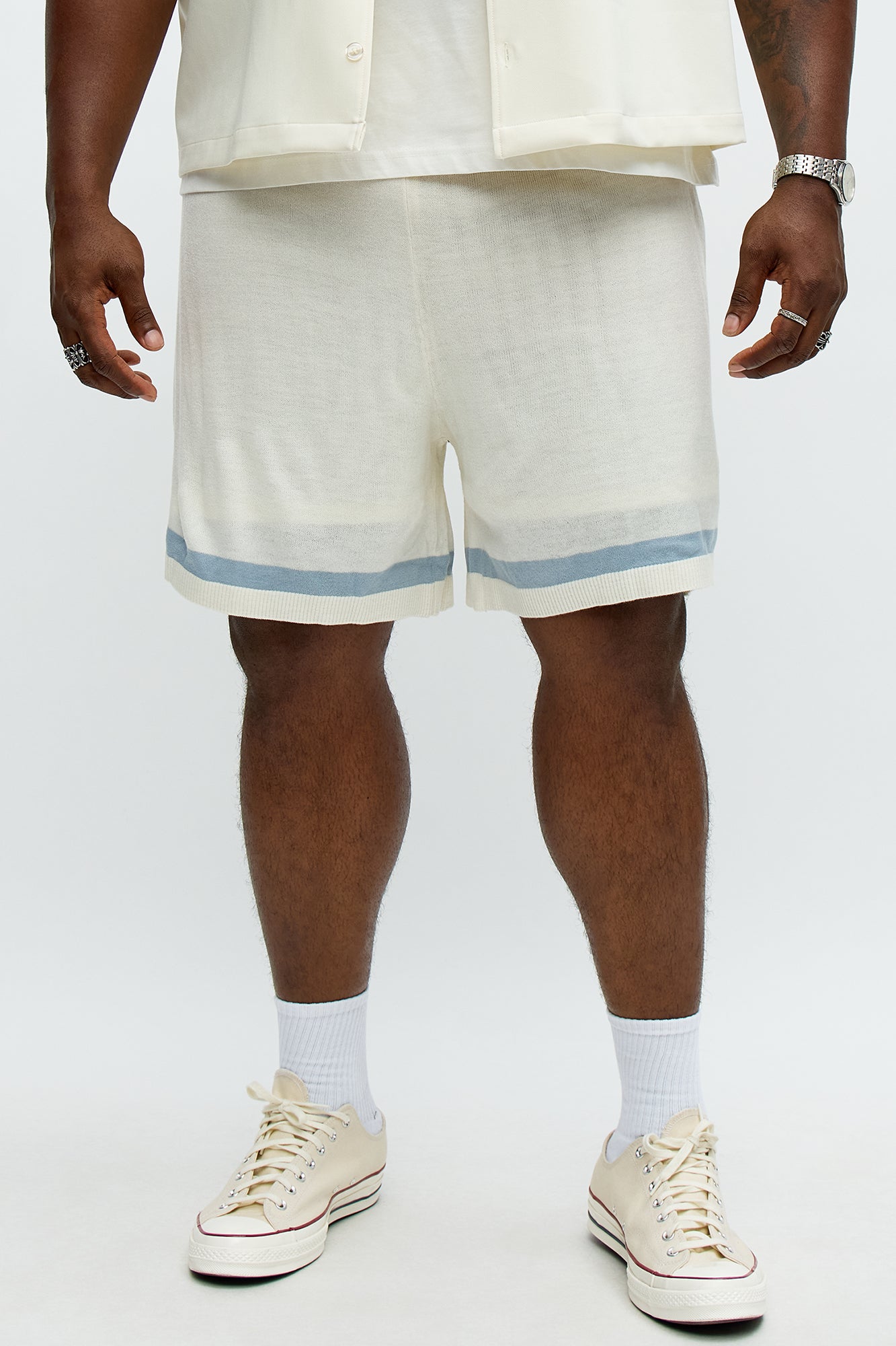 Relaxed Chateau Knitted Shorts - Cream/combo