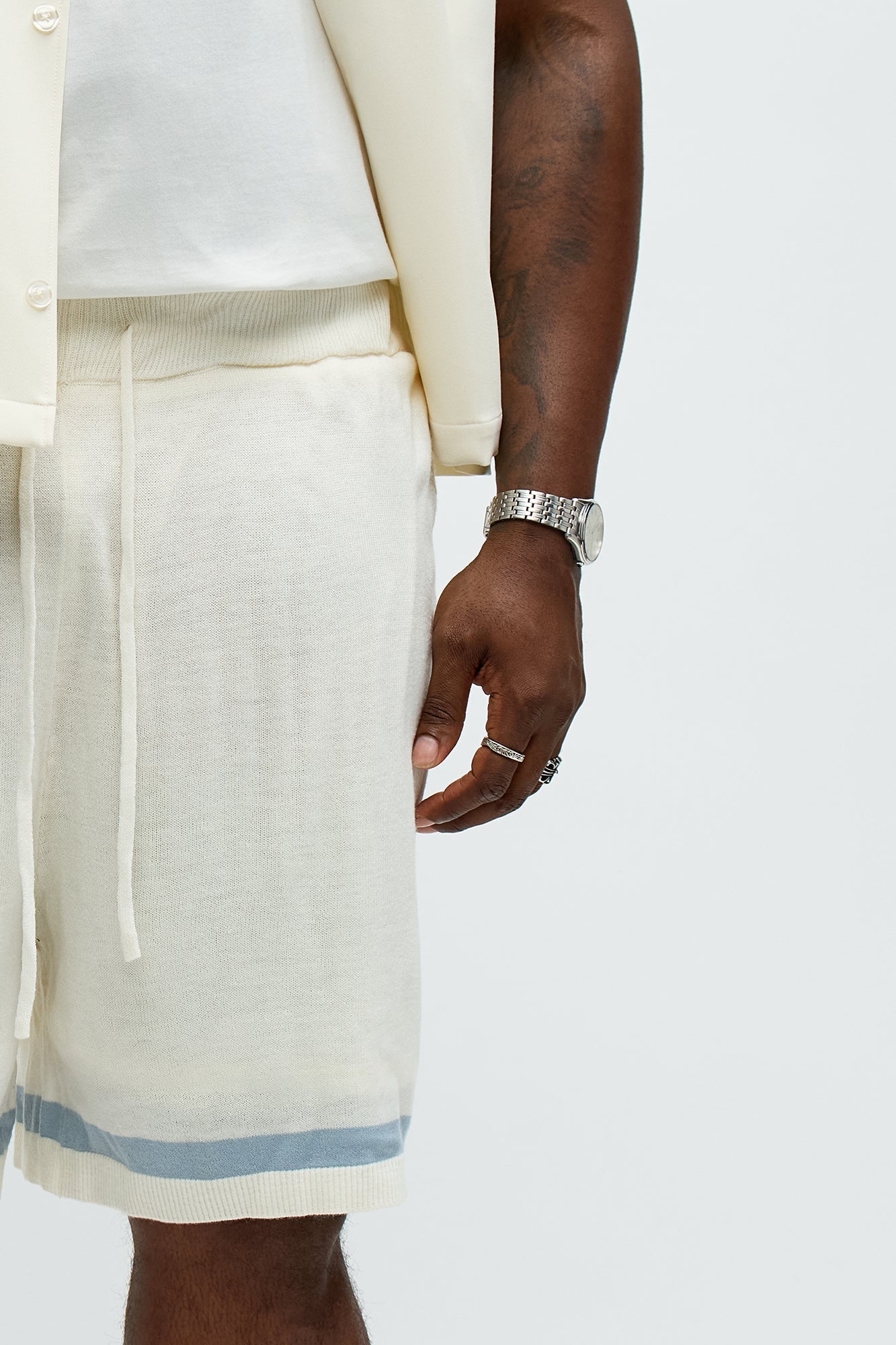 Relaxed Chateau Knitted Shorts - Cream/combo