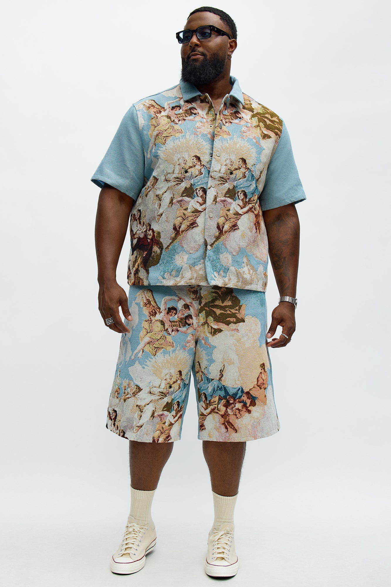 Baggy Angels Tapestry Short - Blue/combo