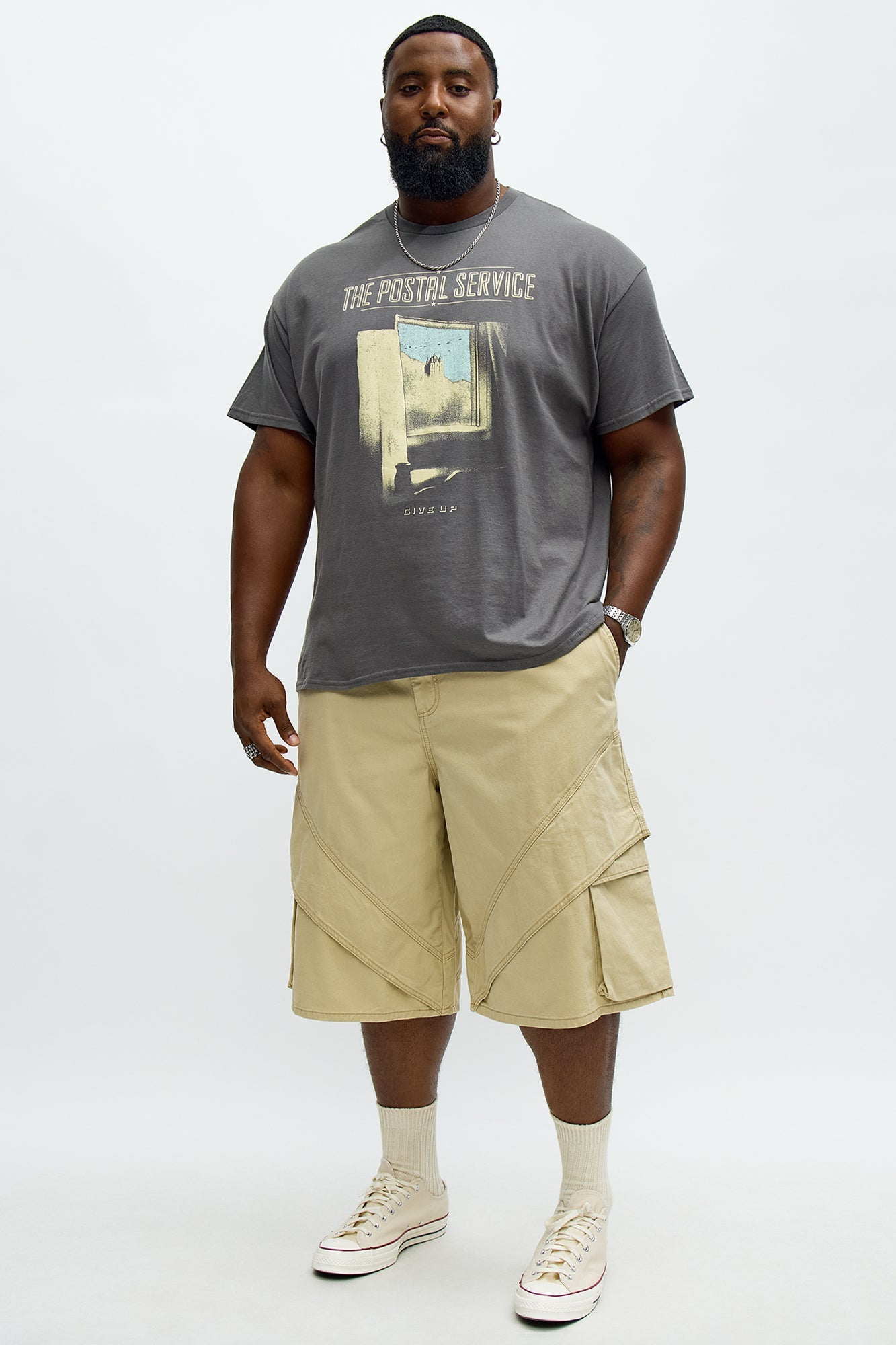 Baggy Hidden Lines Cargo Shorts - Tan