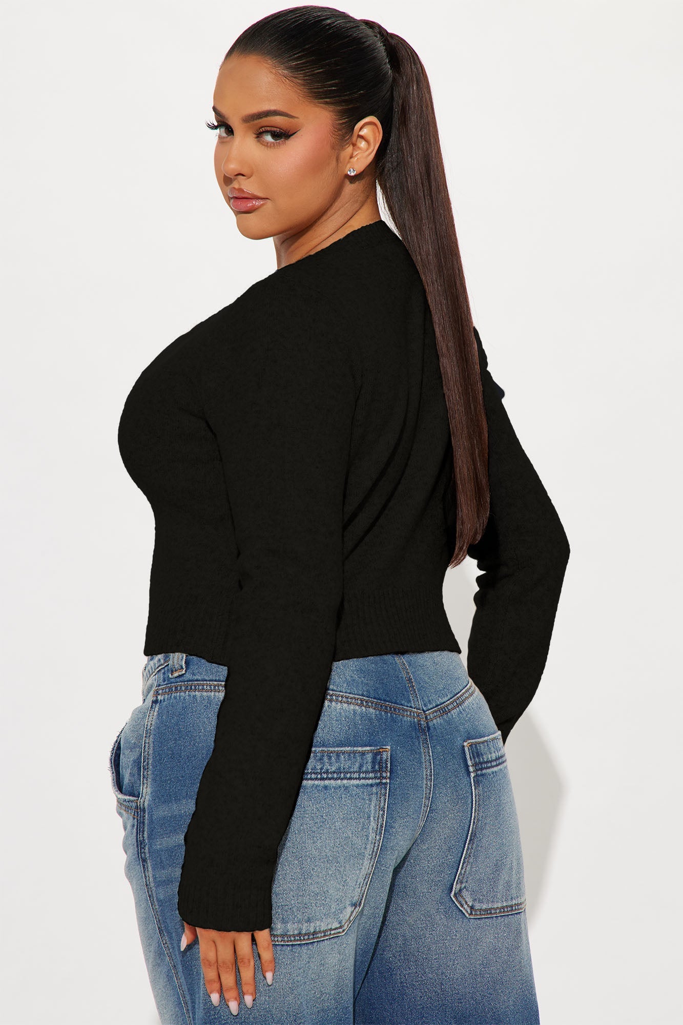 Sweet Sensation Cropped Cardigan - Black
