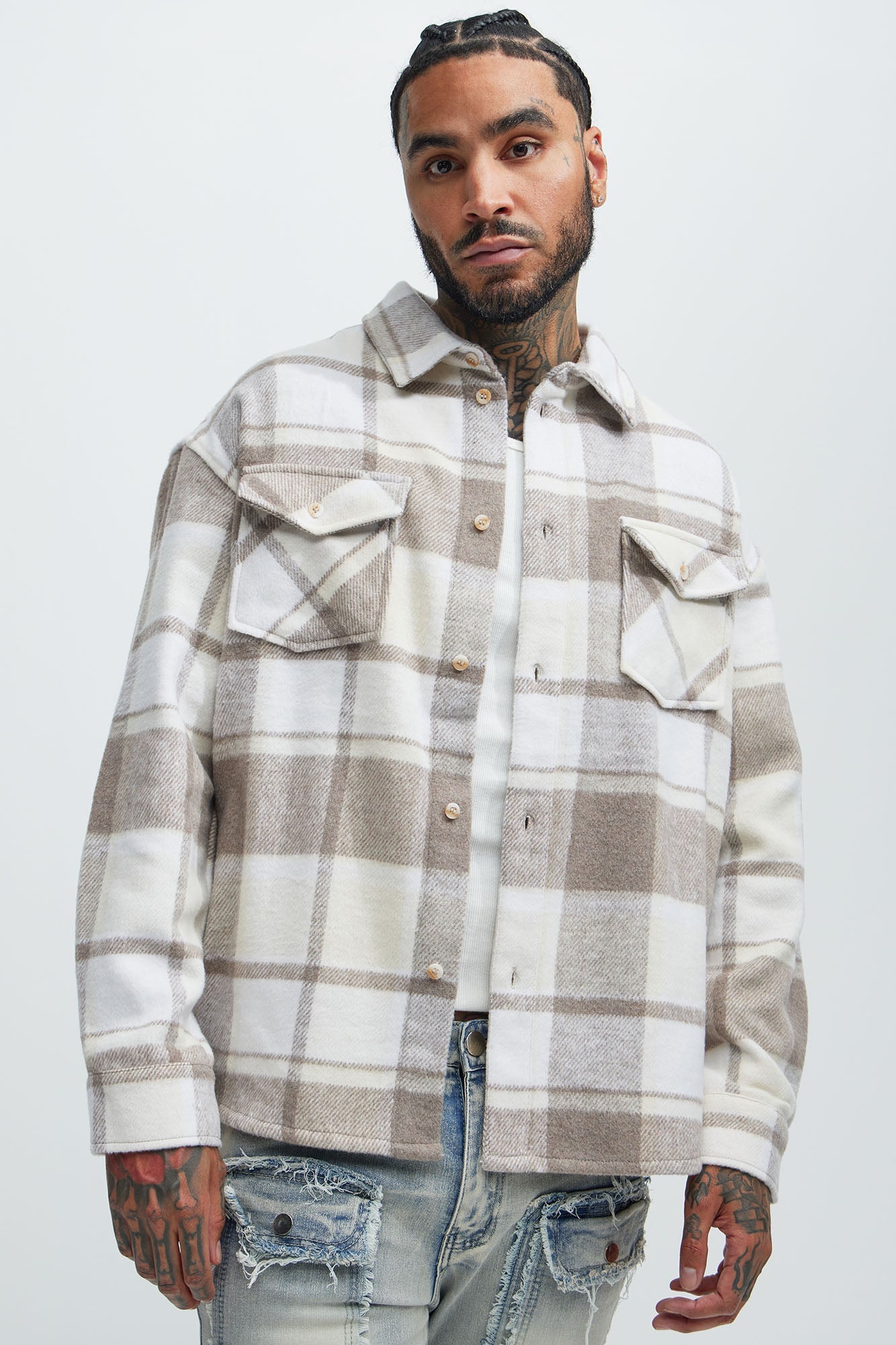 Wanted Plaid Shacket - Cream