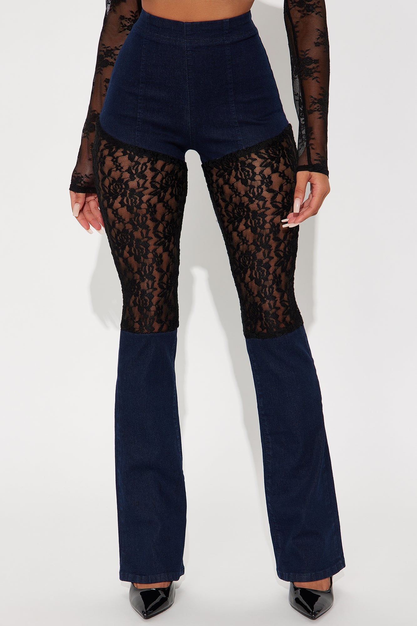 Lavishly Lace High Rise Bootcut Jeans - Dark Denim