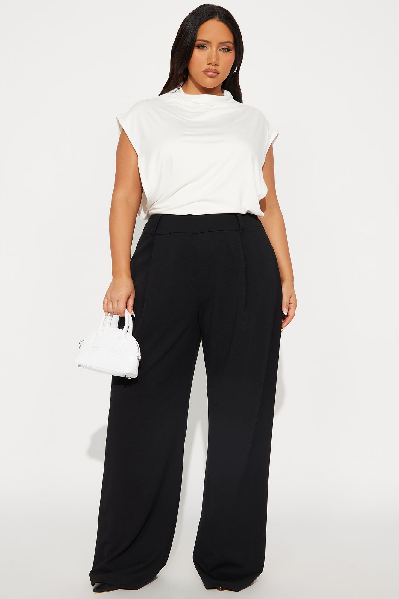 Late To The Meeting Wide Leg Trouser Pant - Black
