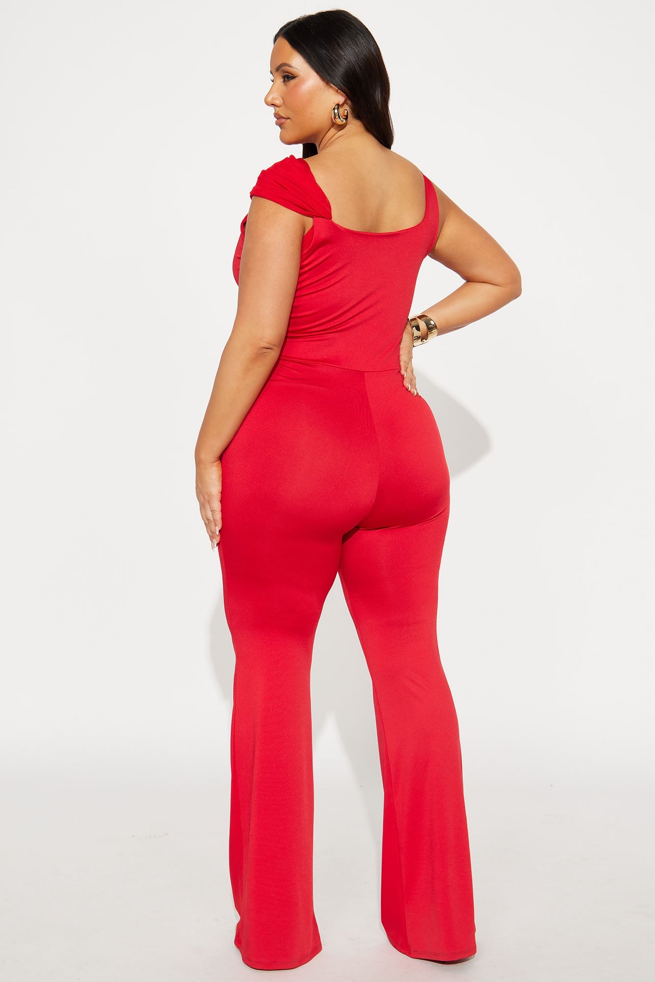 Martini & Gossip Flare Jumpsuit - Red