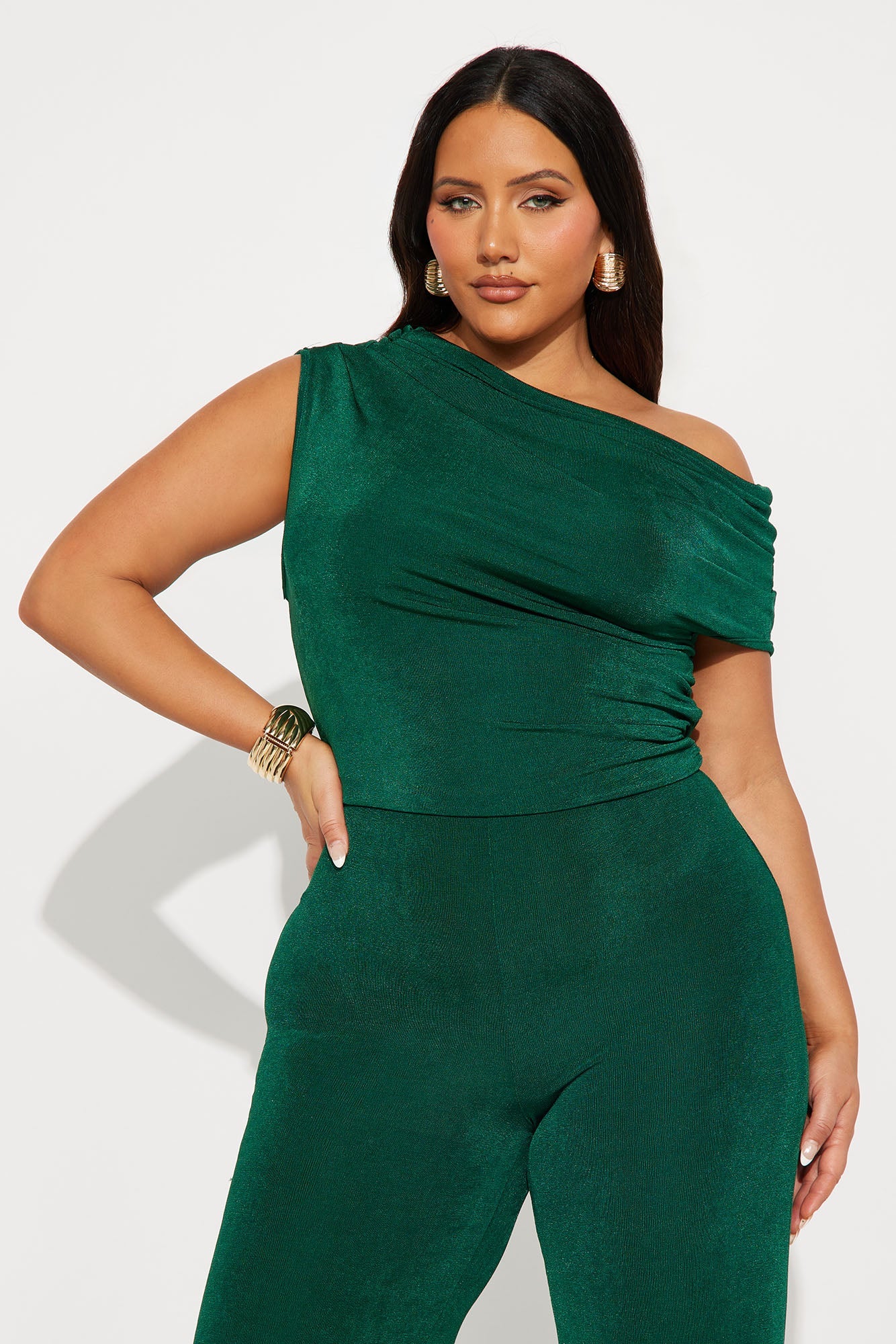 Be Your Girl Off Shoulder Jumpsuit - Hunter
