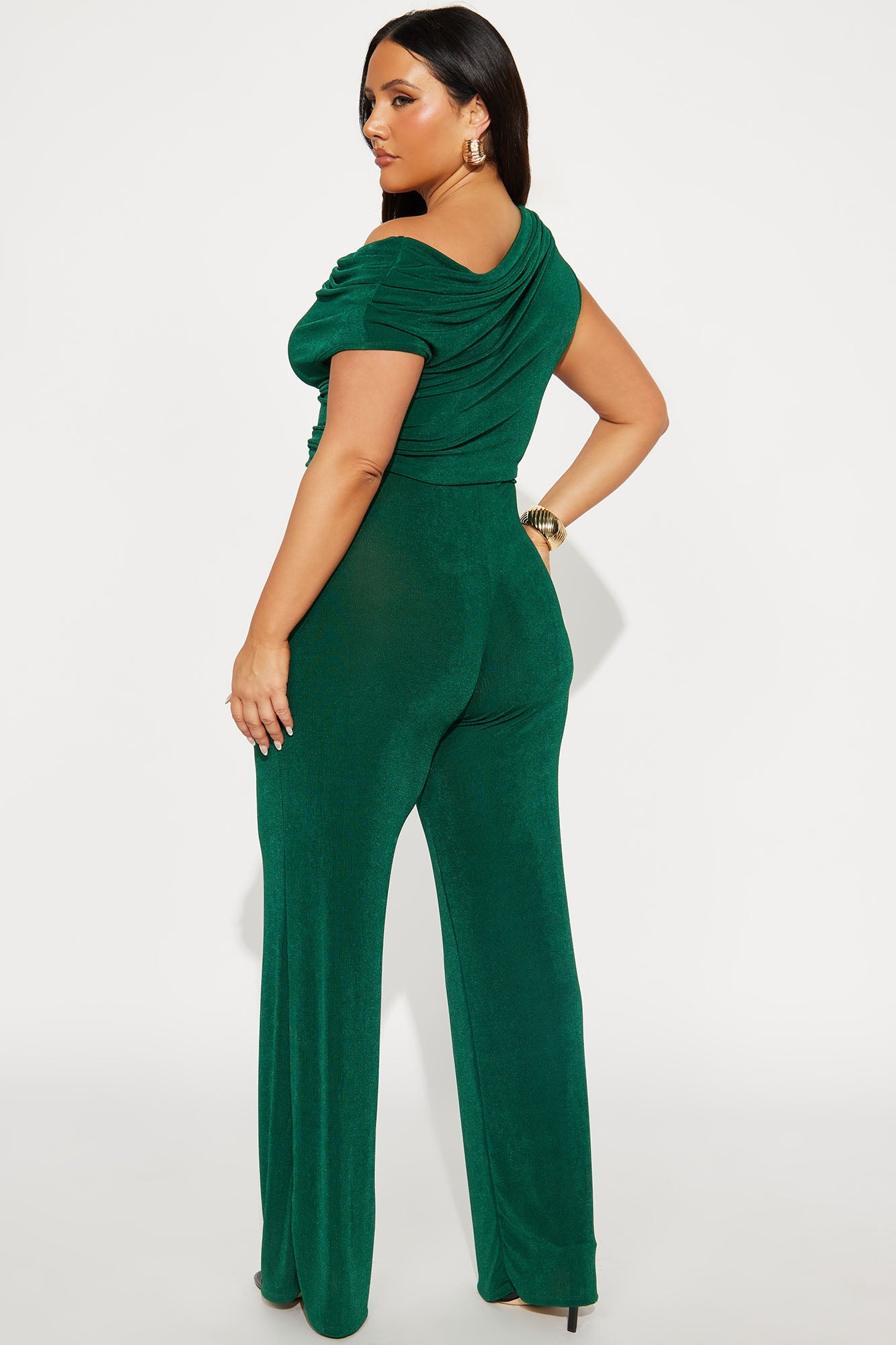 Be Your Girl Off Shoulder Jumpsuit - Hunter
