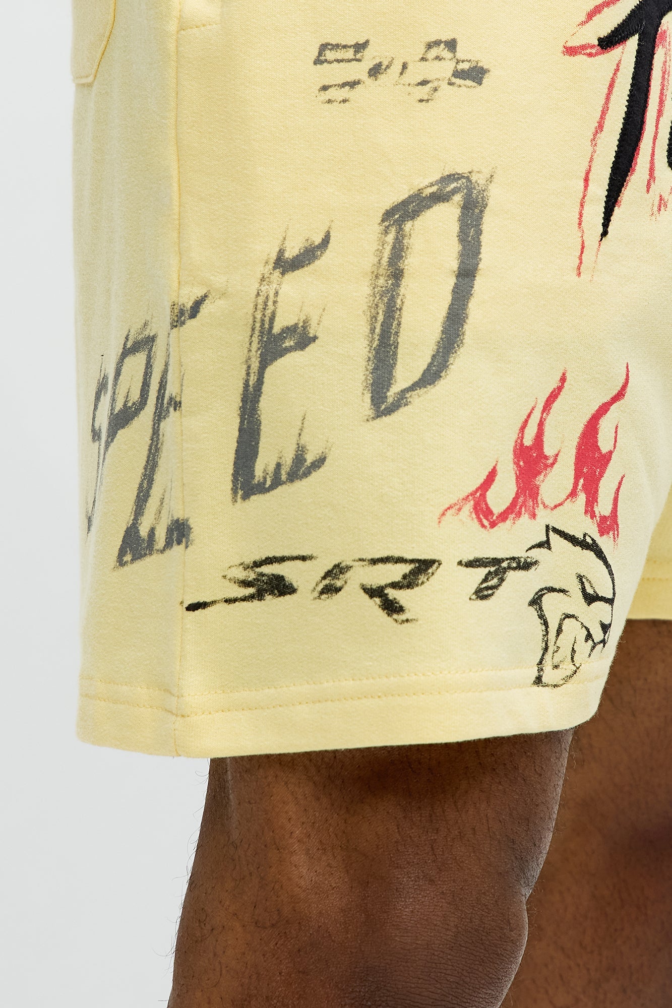 Dodge Hellcat Speed Embroidery Sweatshorts - Tan