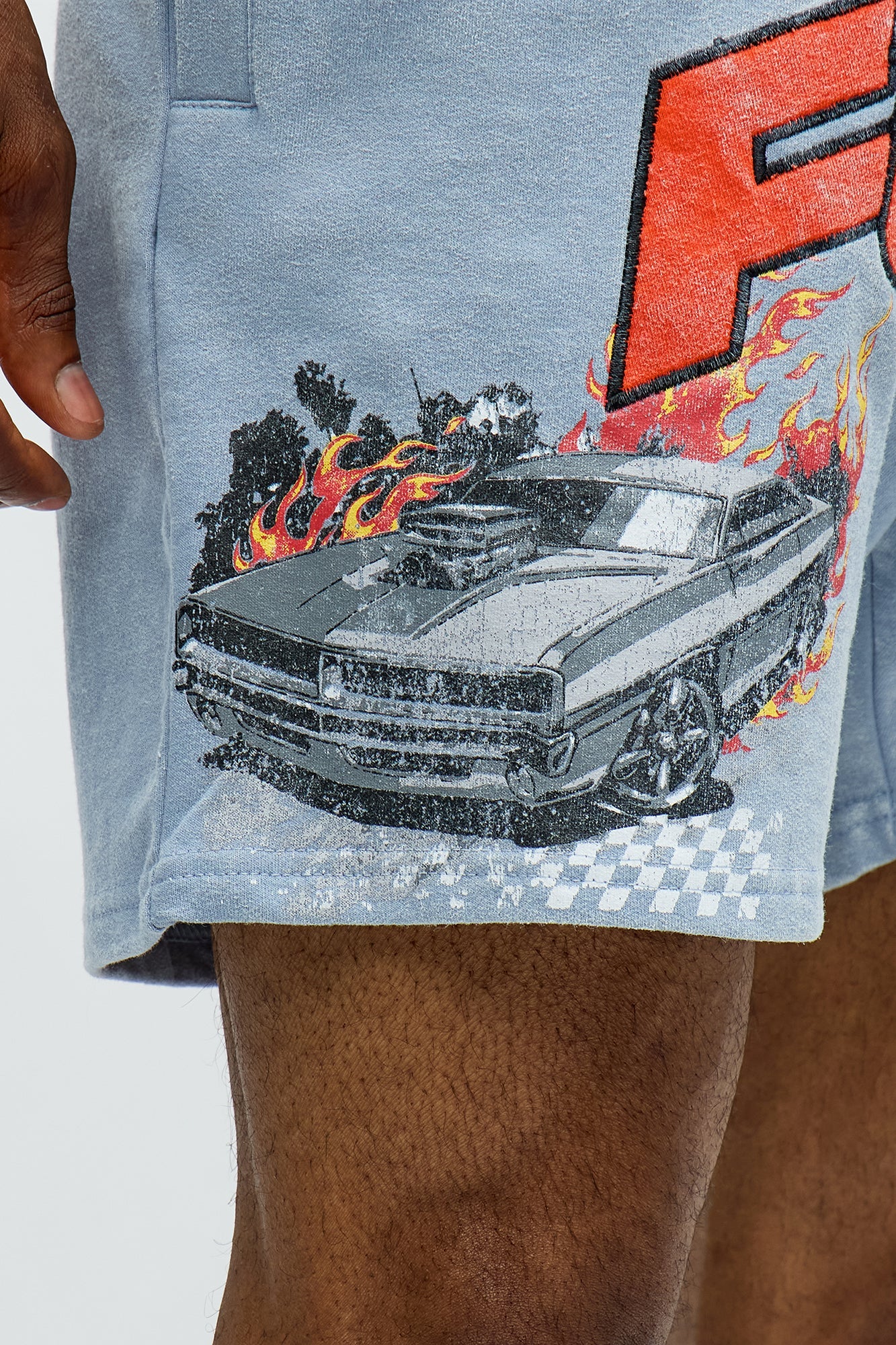 Fast & Furious Family Embroidery Sweatshorts - Light Blue