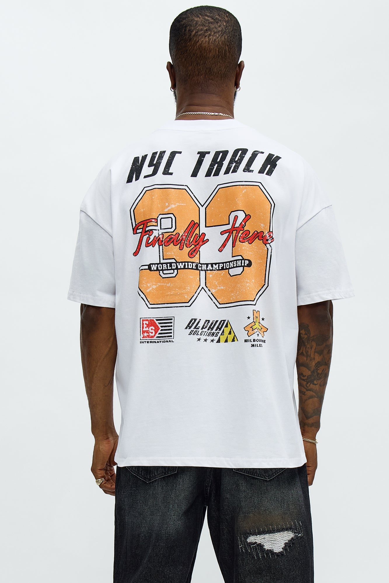 NYC Track Oversized Short Sleeve Tee - White