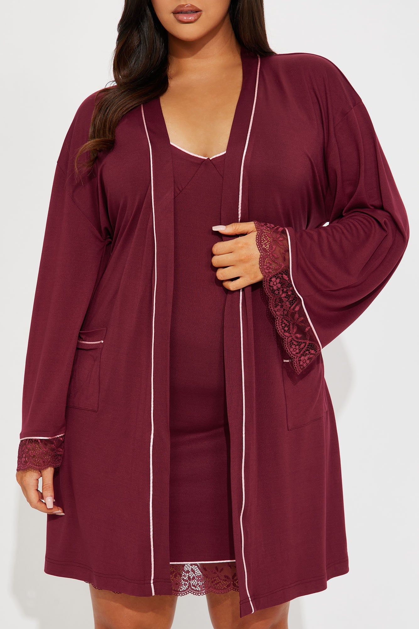 Just Dream PJ Robe Set - Wine