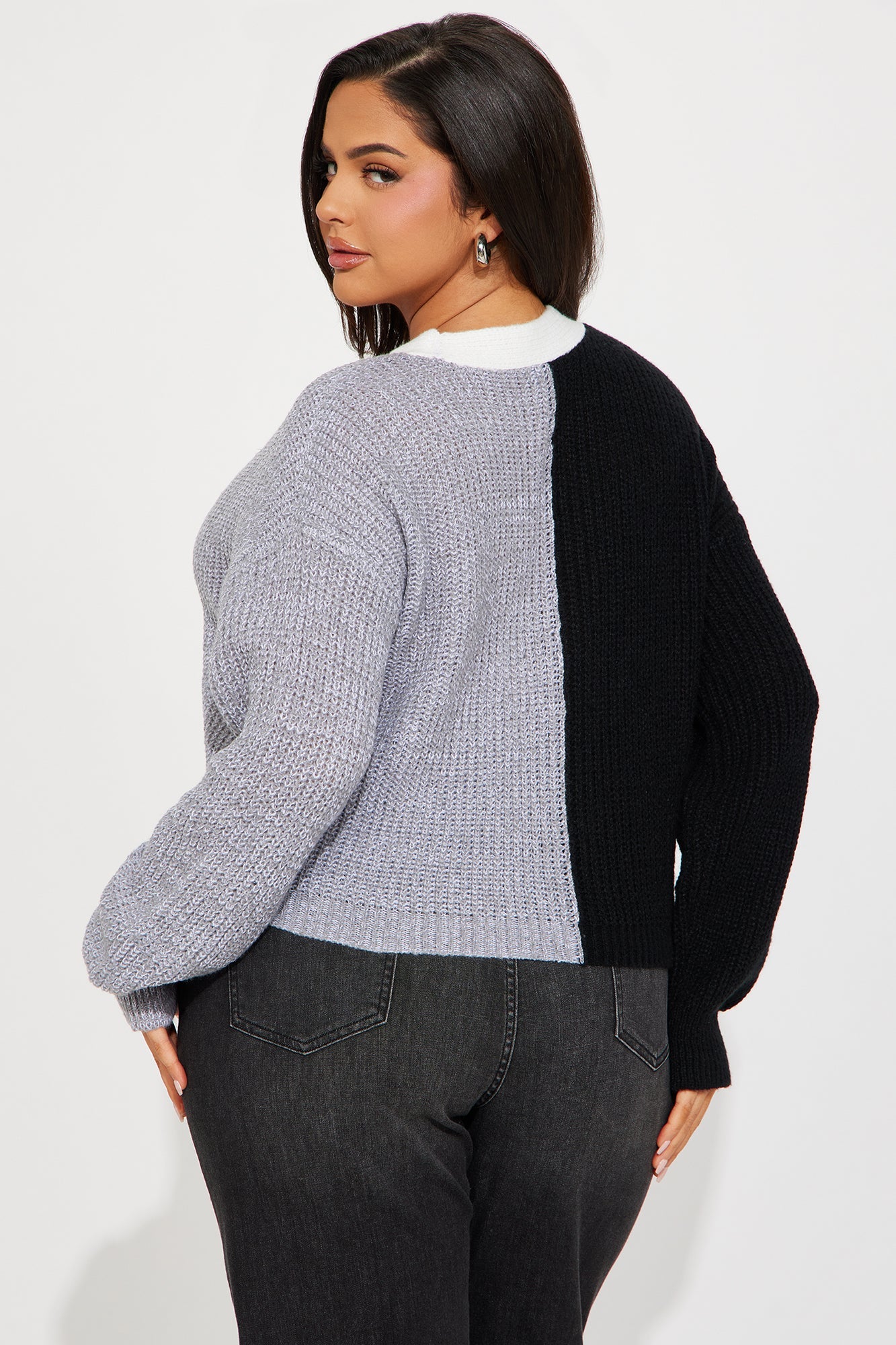 Katja Color Block Cropped Cardigan - Black/combo