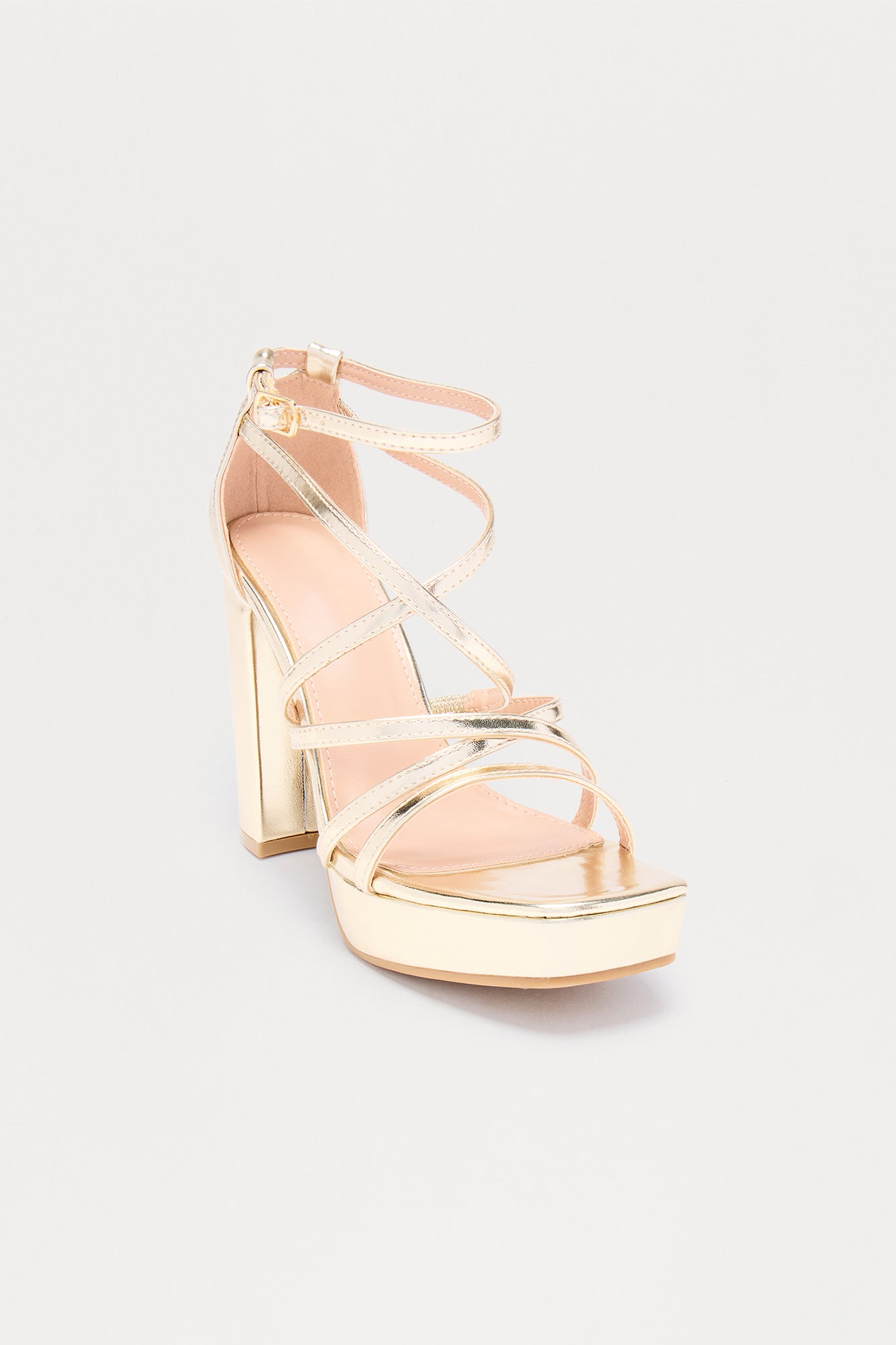 Cadel Faux Leather Heels - Gold