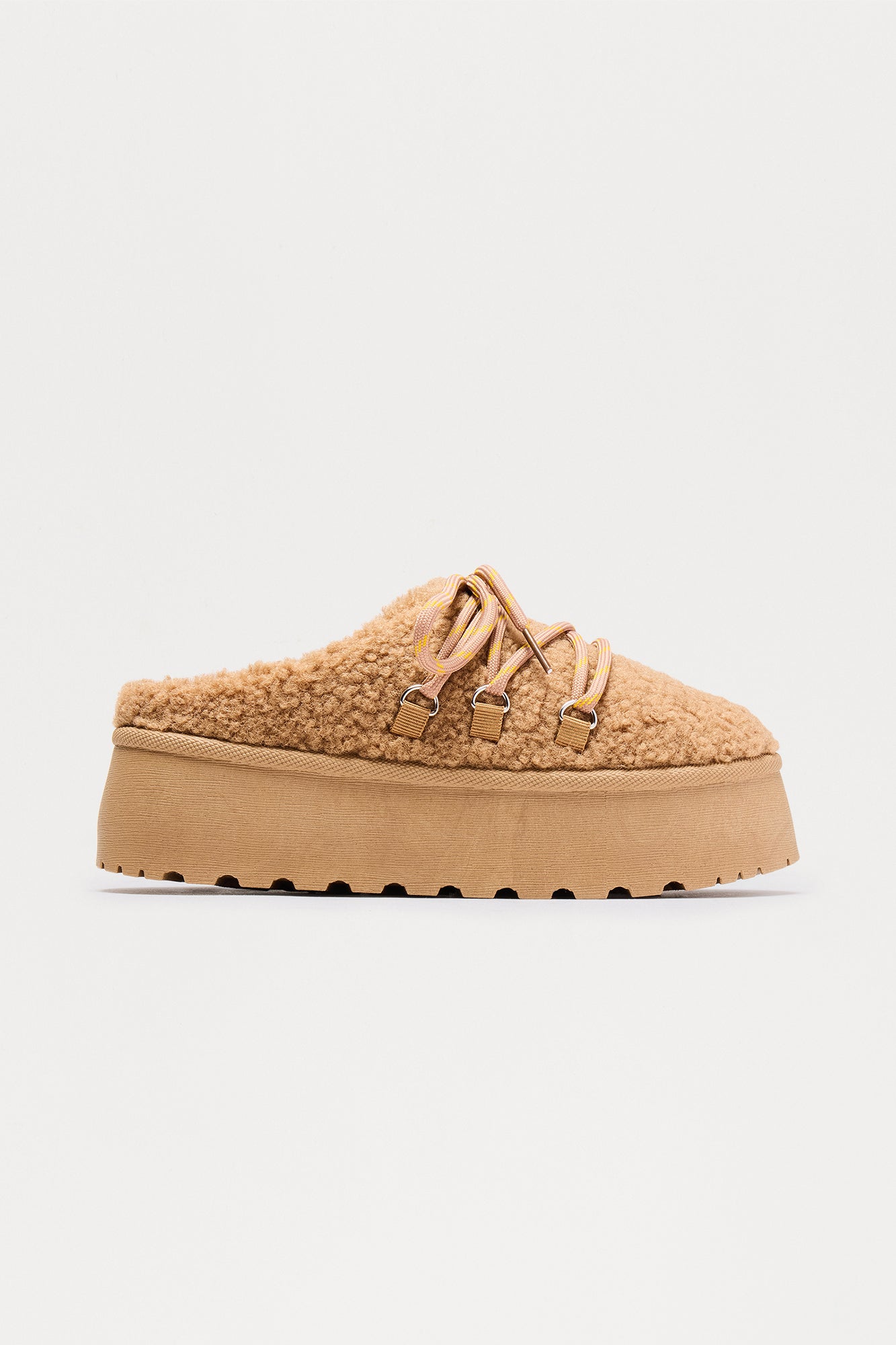 Latte Sherpa Platform Booties - Camel