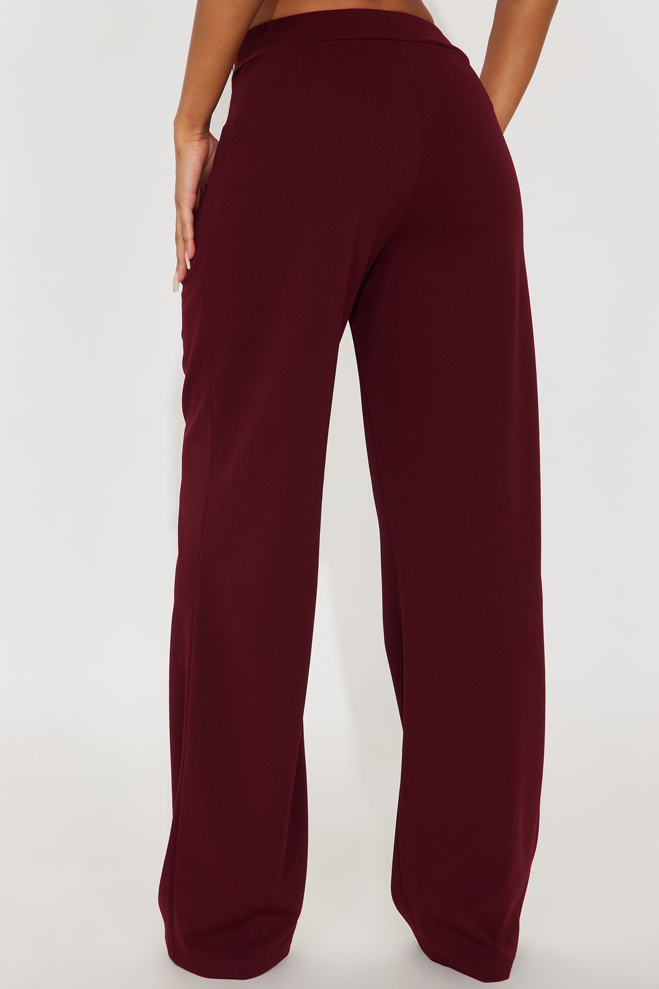 Office Tea Straight Leg Trouser Pant - Burgundy