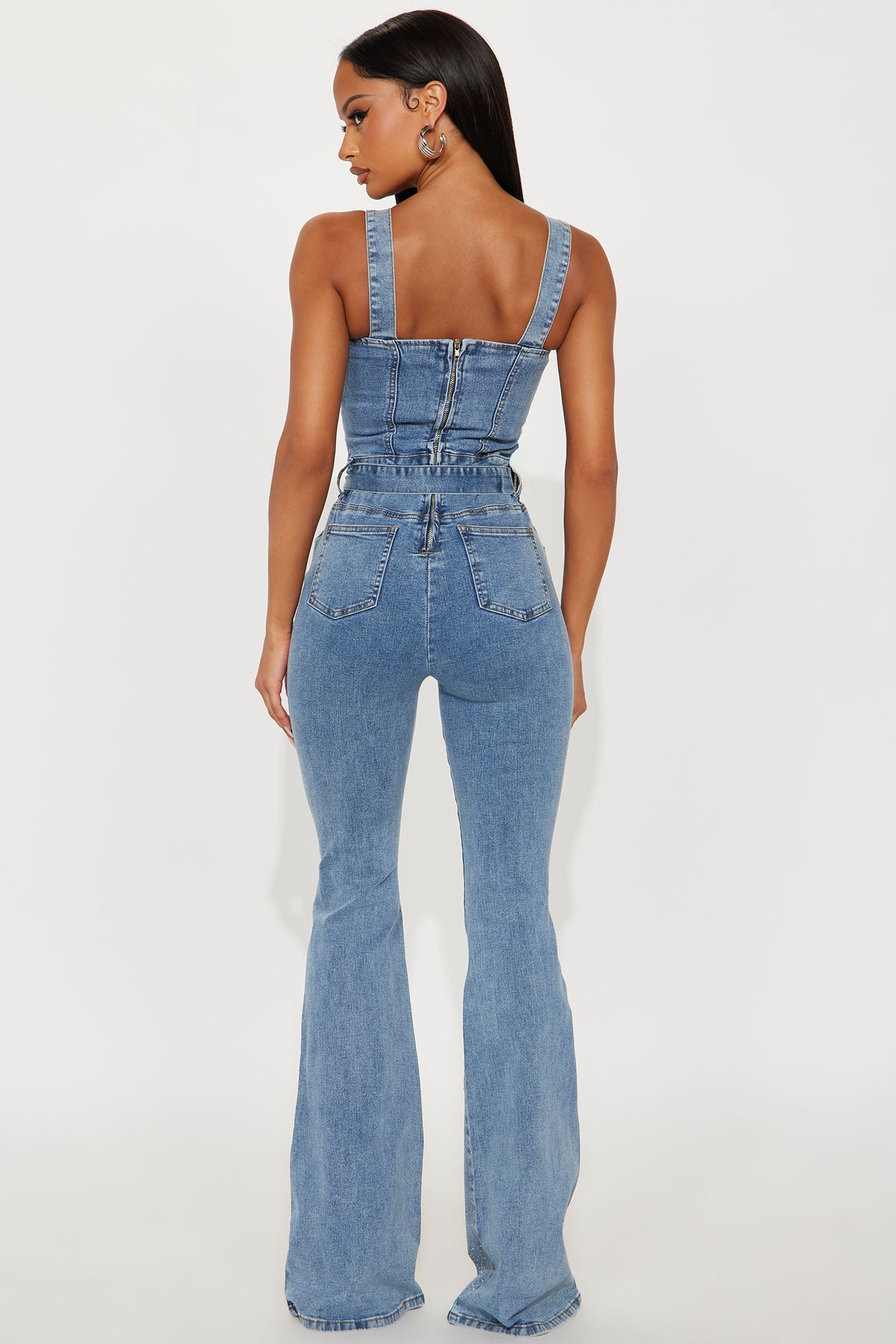 Star Dazzle Embellished Denim Jumpsuit - Denim