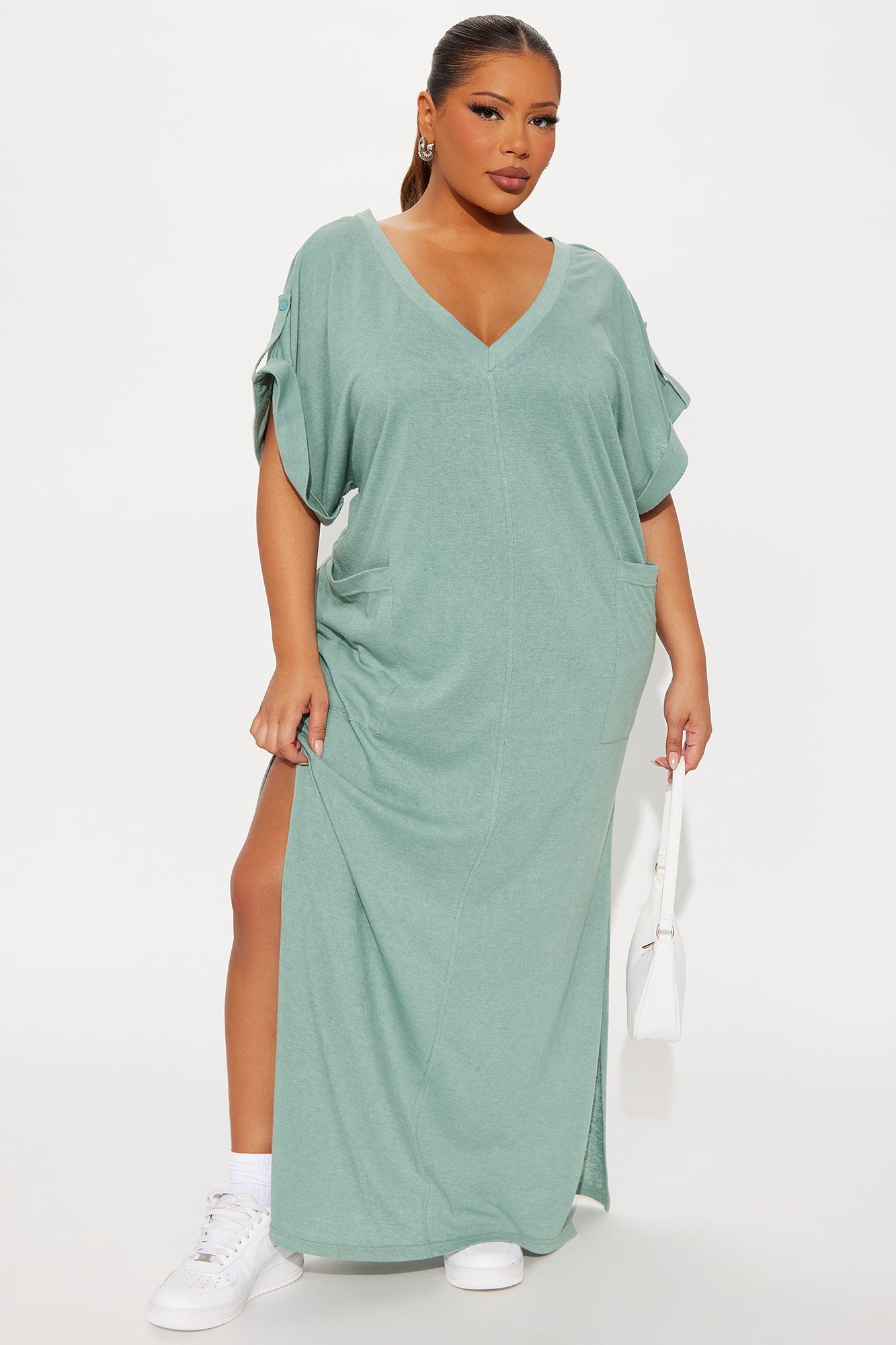 Unbothered 2 Piece Maxi Dress Set - Sage