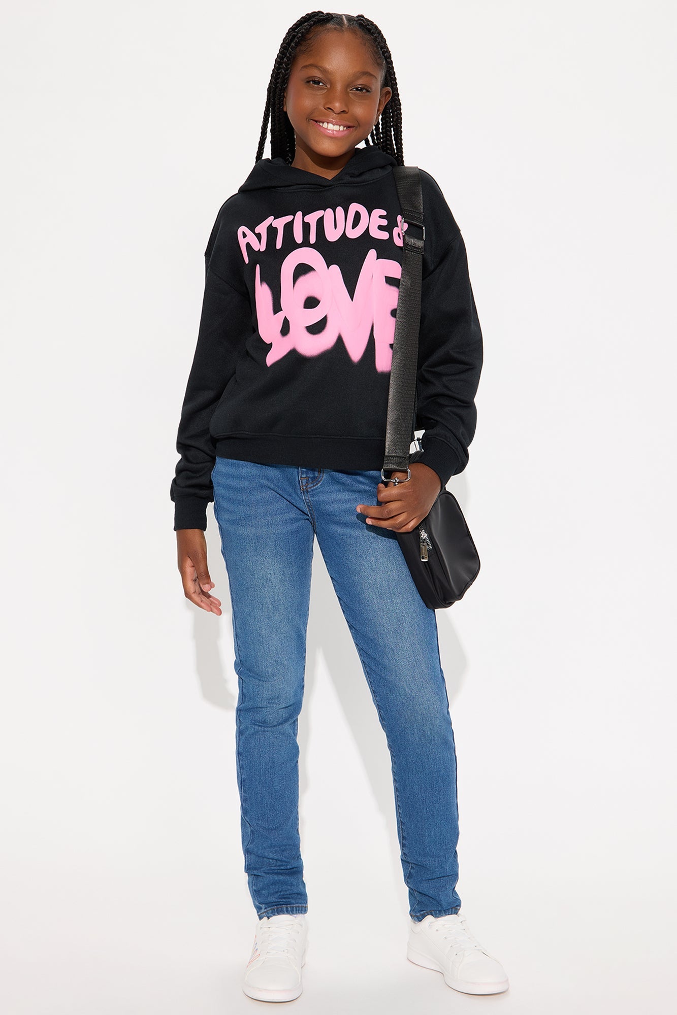 Mini Attitude and Love Hoodie - Black