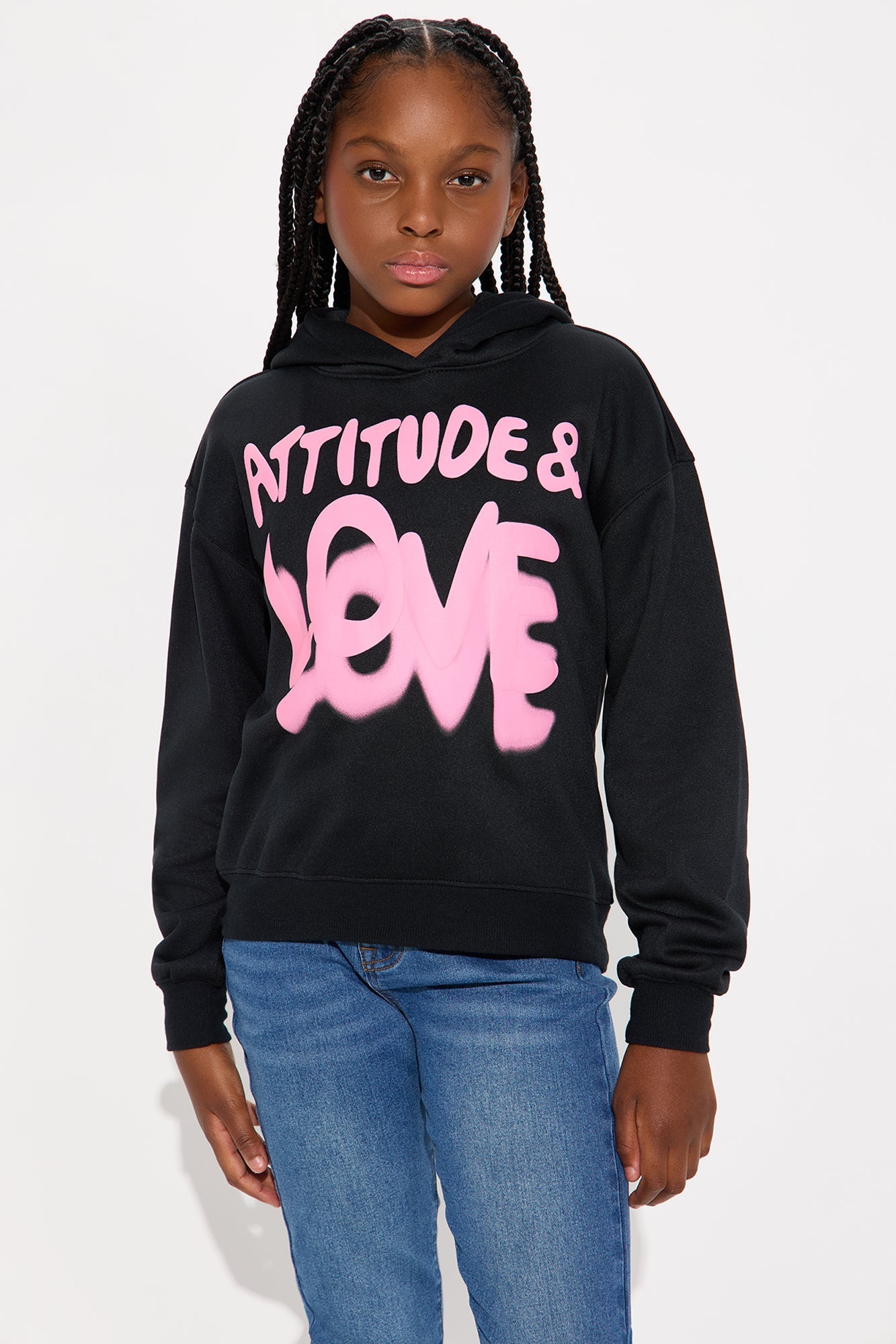 Mini Attitude and Love Hoodie - Black