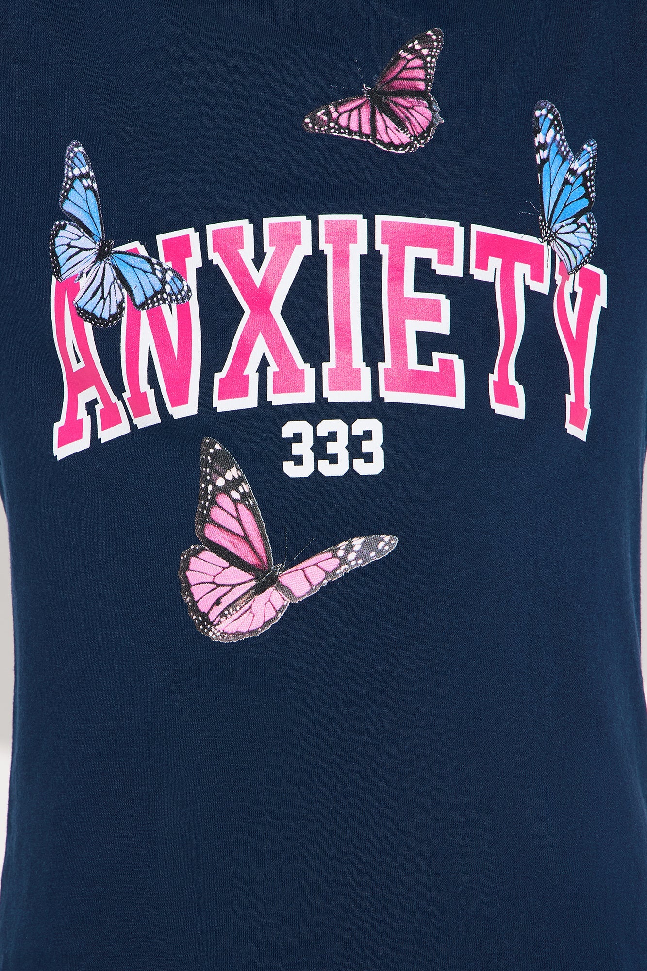Mini Anxiety Butterfly Oversized Tee - Navy