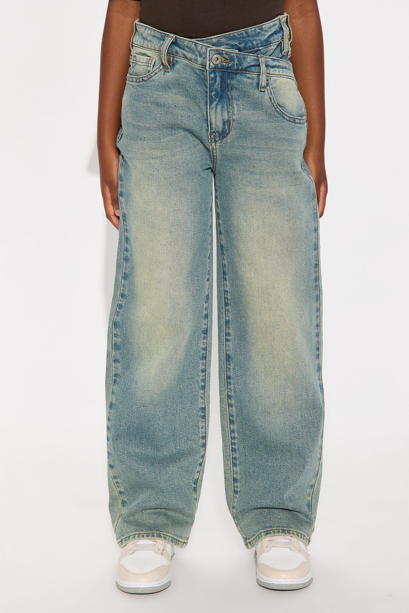 Mini Confessions Crossover Tinted Jeans - Vintage Blue Wash