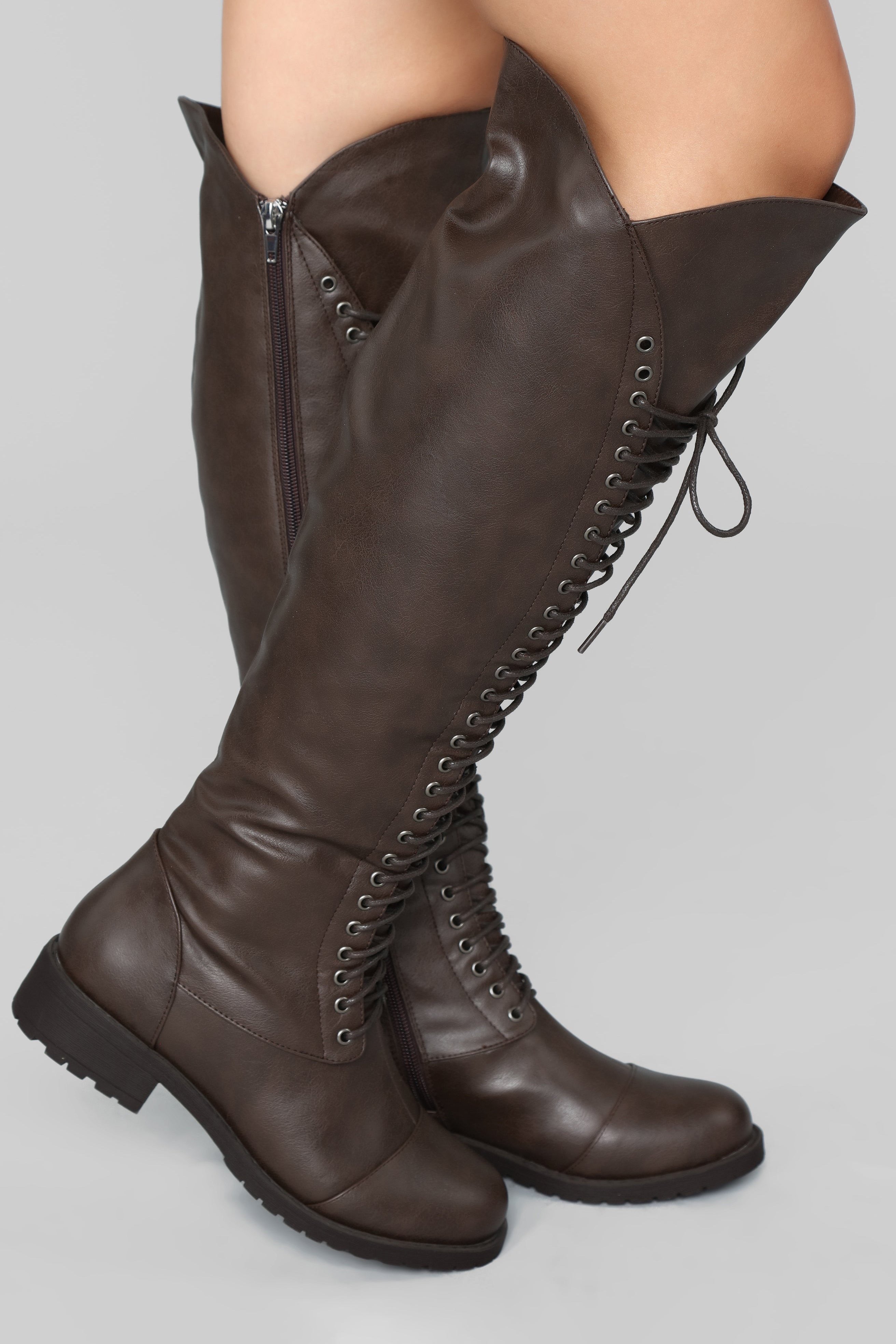 Too Much Talk Flat Boot - Brown