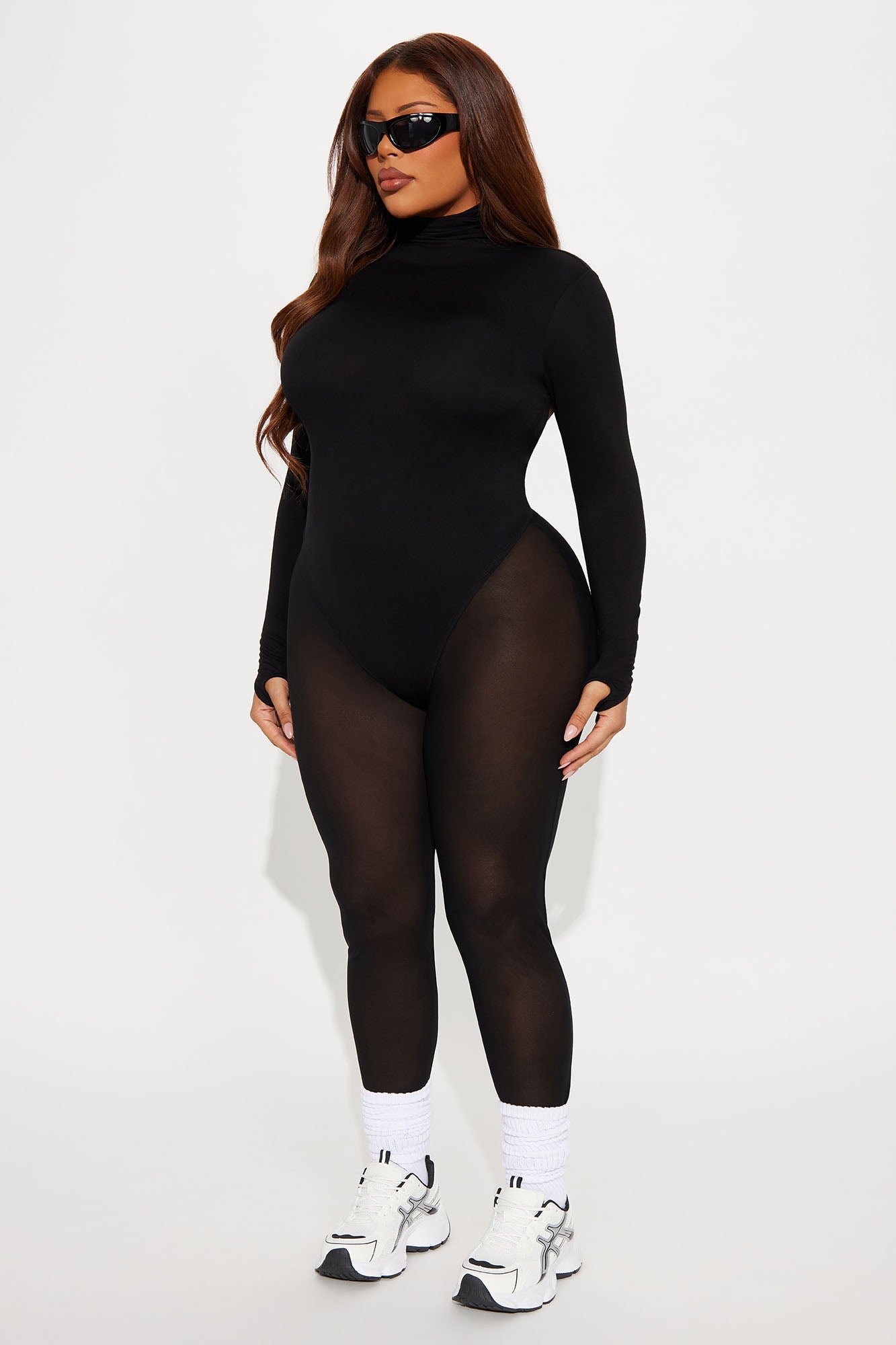 Modal Open Back Turtle Neck Bodysuit - Black
