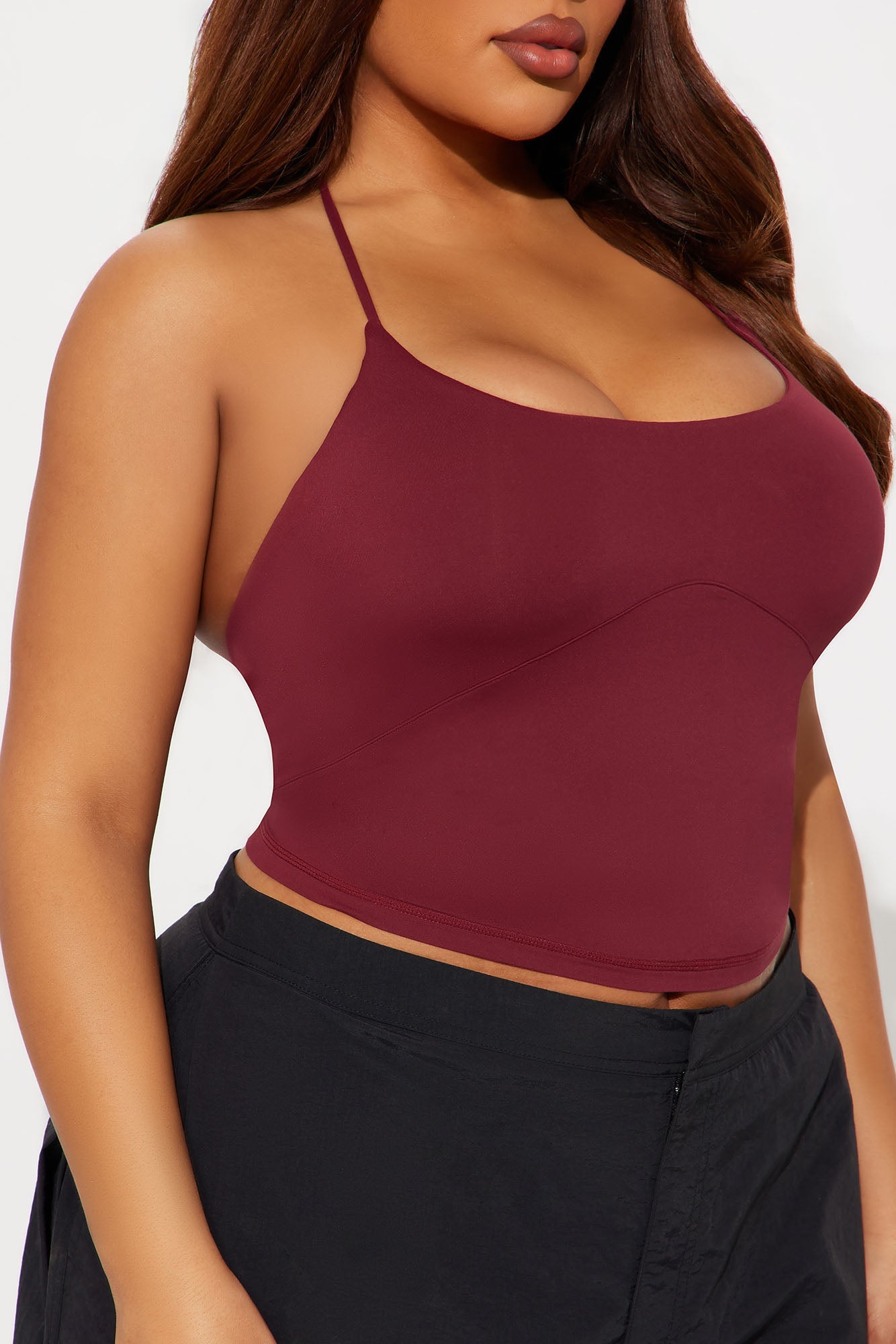 Second Skin Double Lined Cut Out Halter Top - Wine