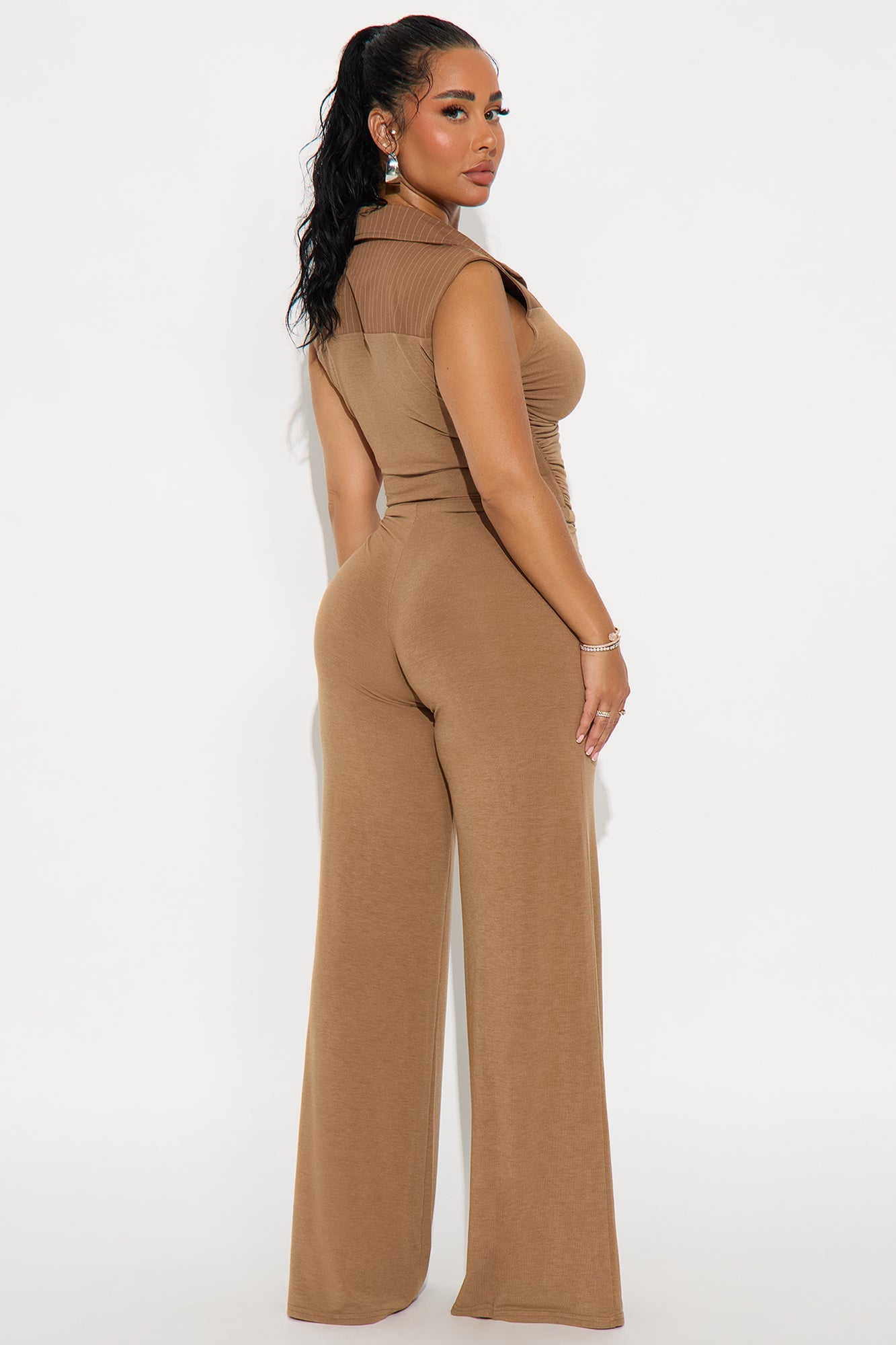 In My Best Sleeveless Wide Leg Jumpsuit - Taupe