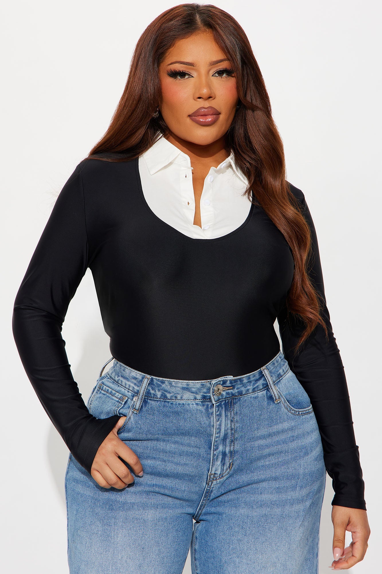 Book Worm Ribbed Collared Bodysuit - Black/combo