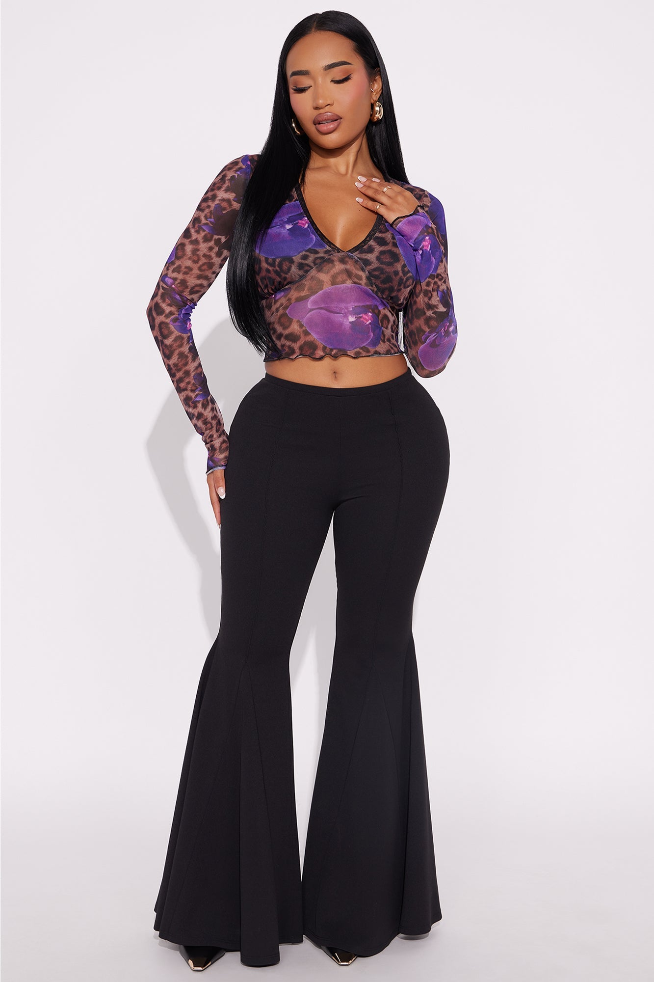 Marysol Crepe Flare Pant - Black