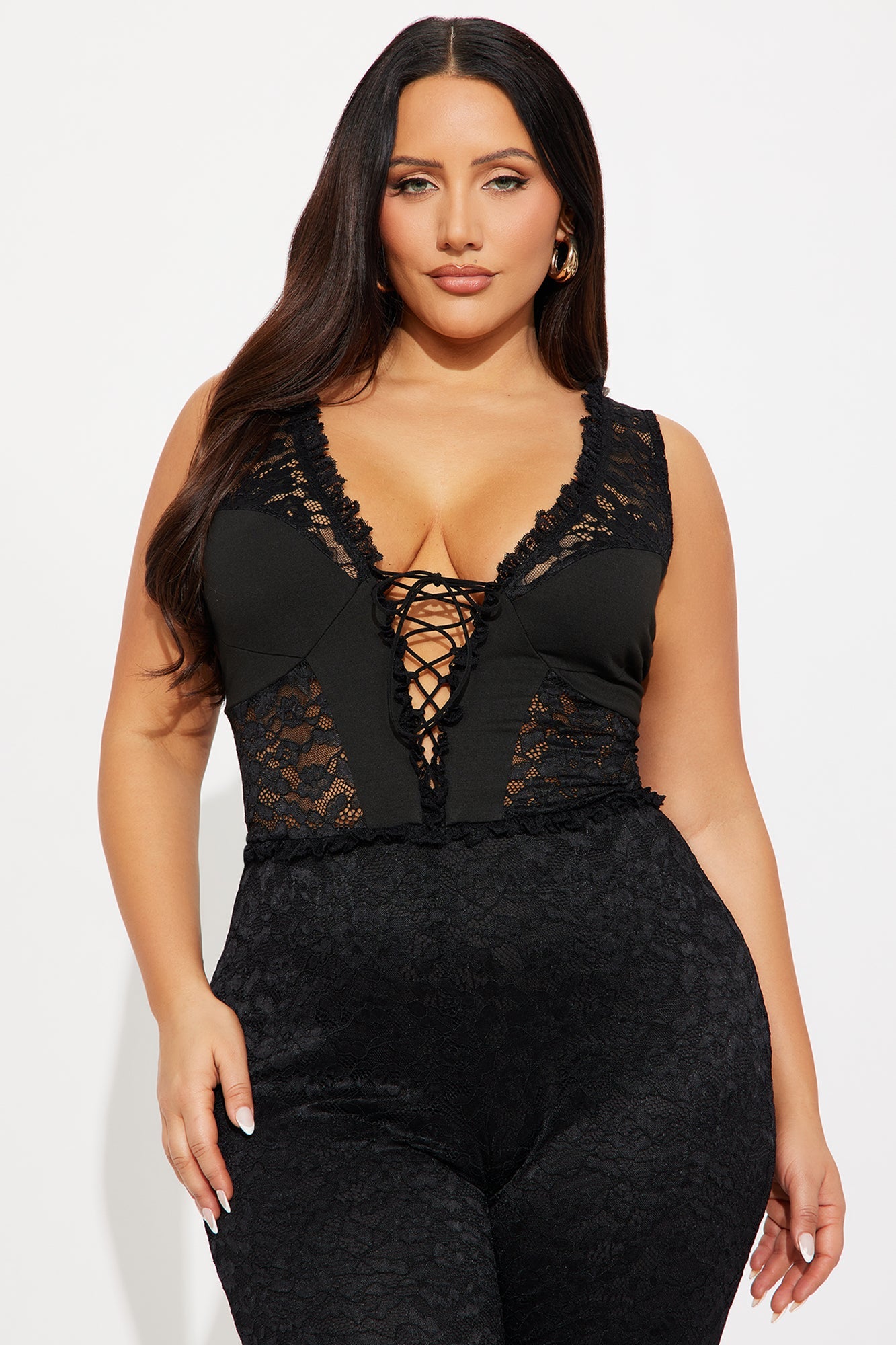 Lamaria Flare Lace Jumpsuit - Black