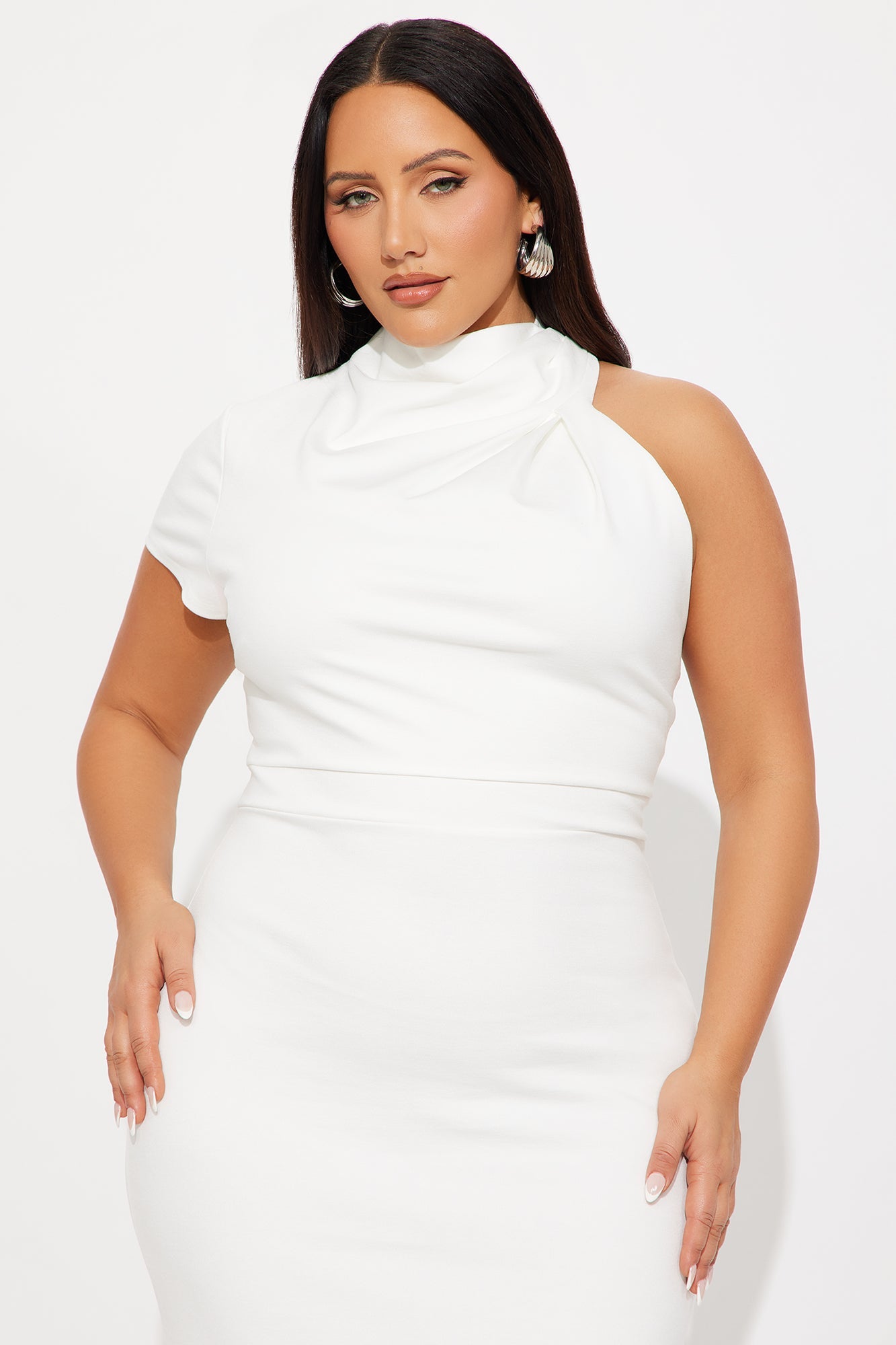 Celene Body Sculpting Ponte Maxi Dress - White