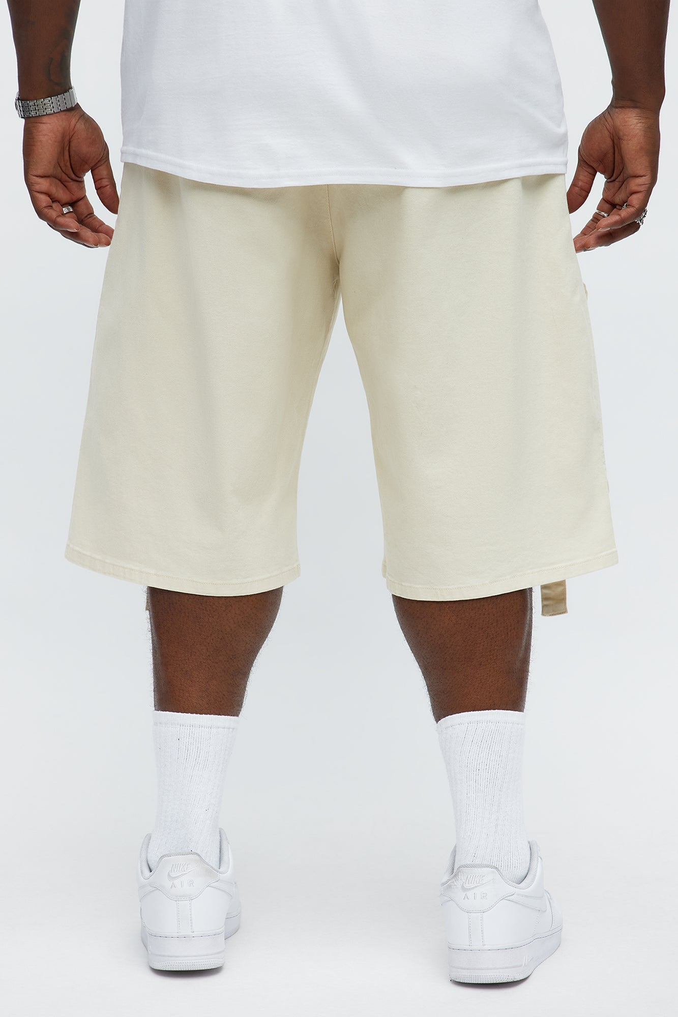 Baggy Oversized Pocket Cargo Shorts - Cream