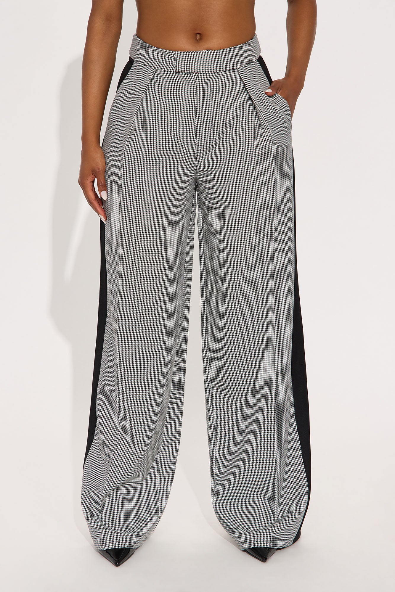 Jolie Houndstooth Trouser Pant 33 - Black/combo