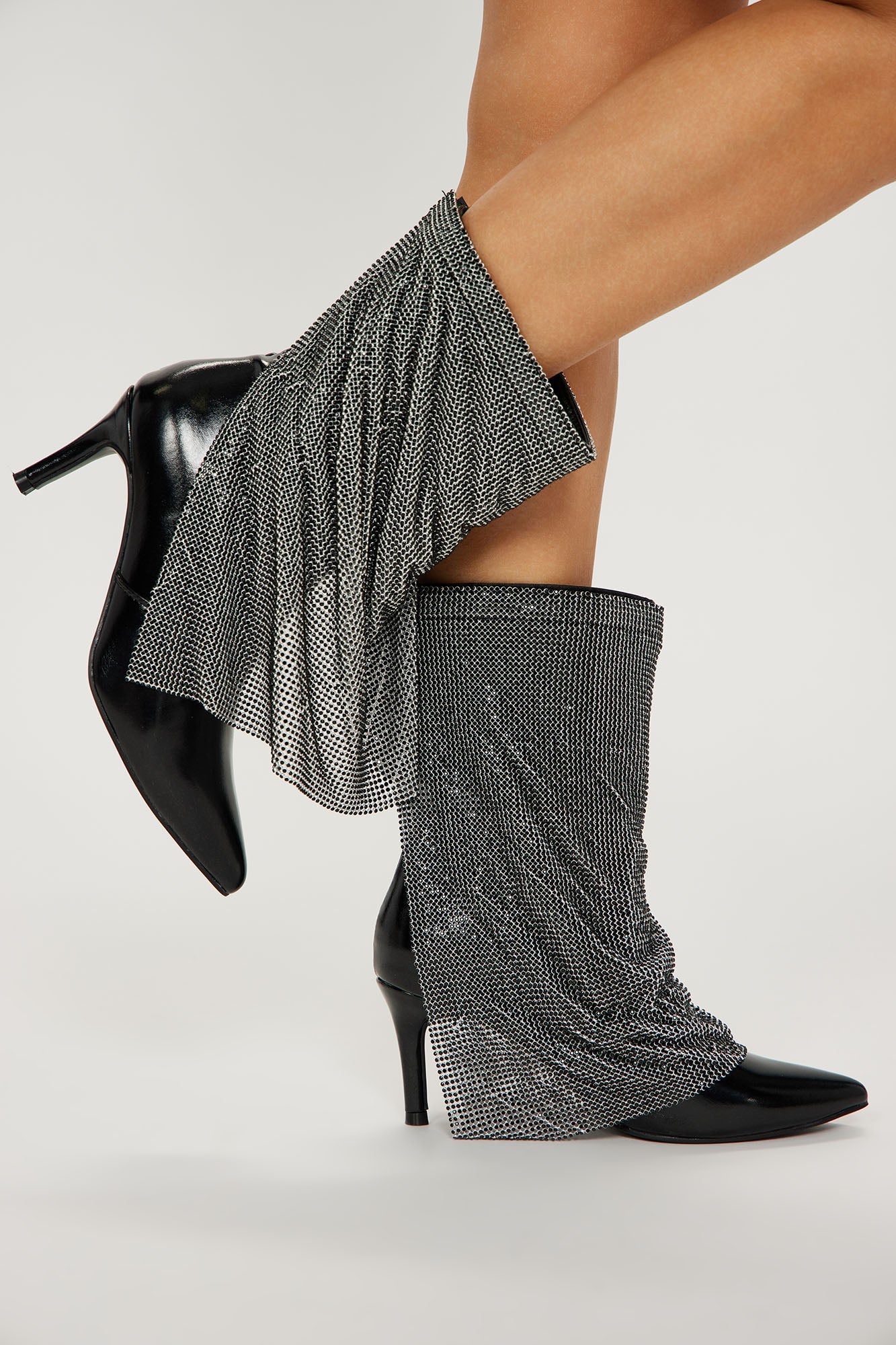 Loud And Clear Rhinestone Boots - Gunmetal