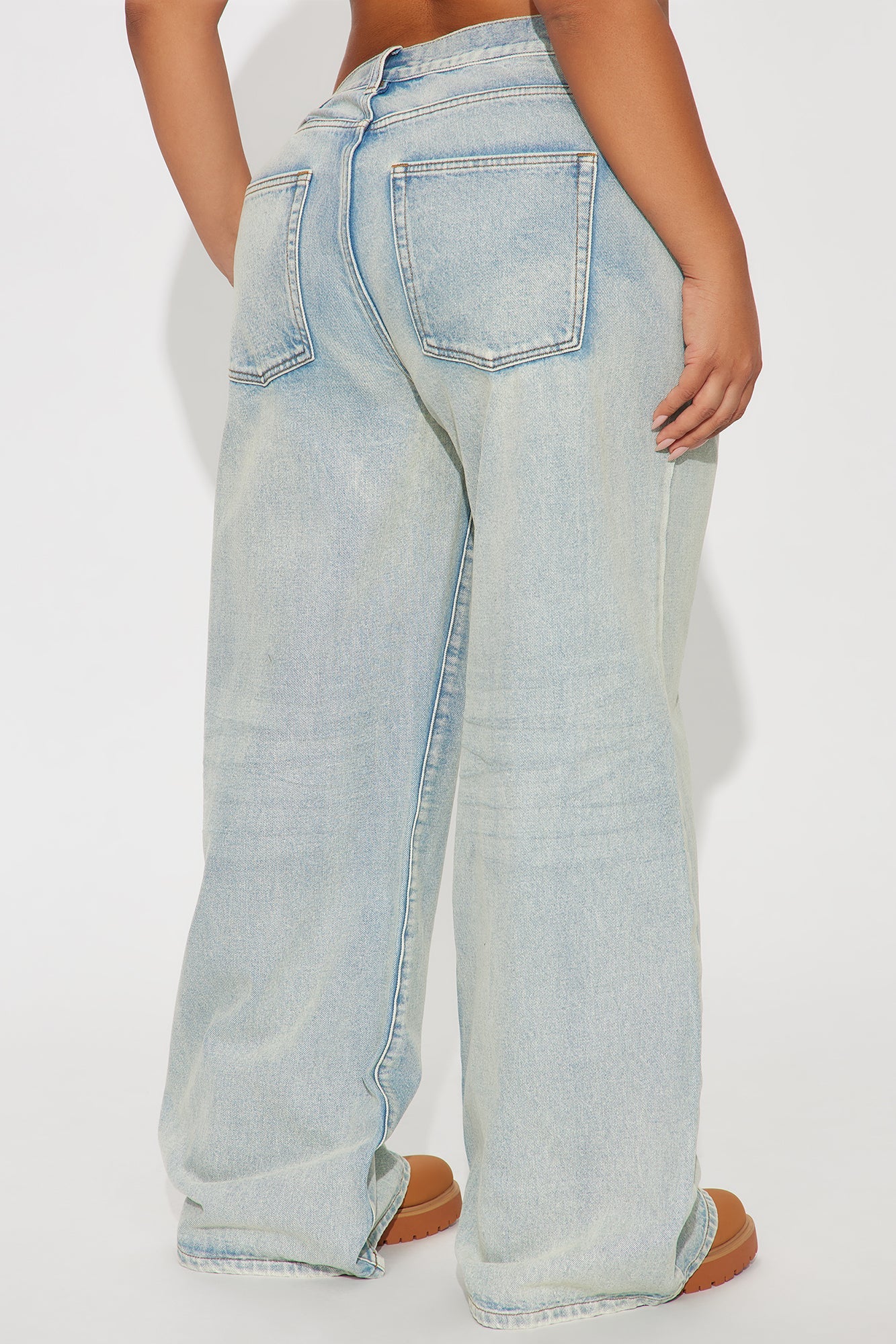 Cruise By Baggy Wide Leg Denim Jeans - Light Wash