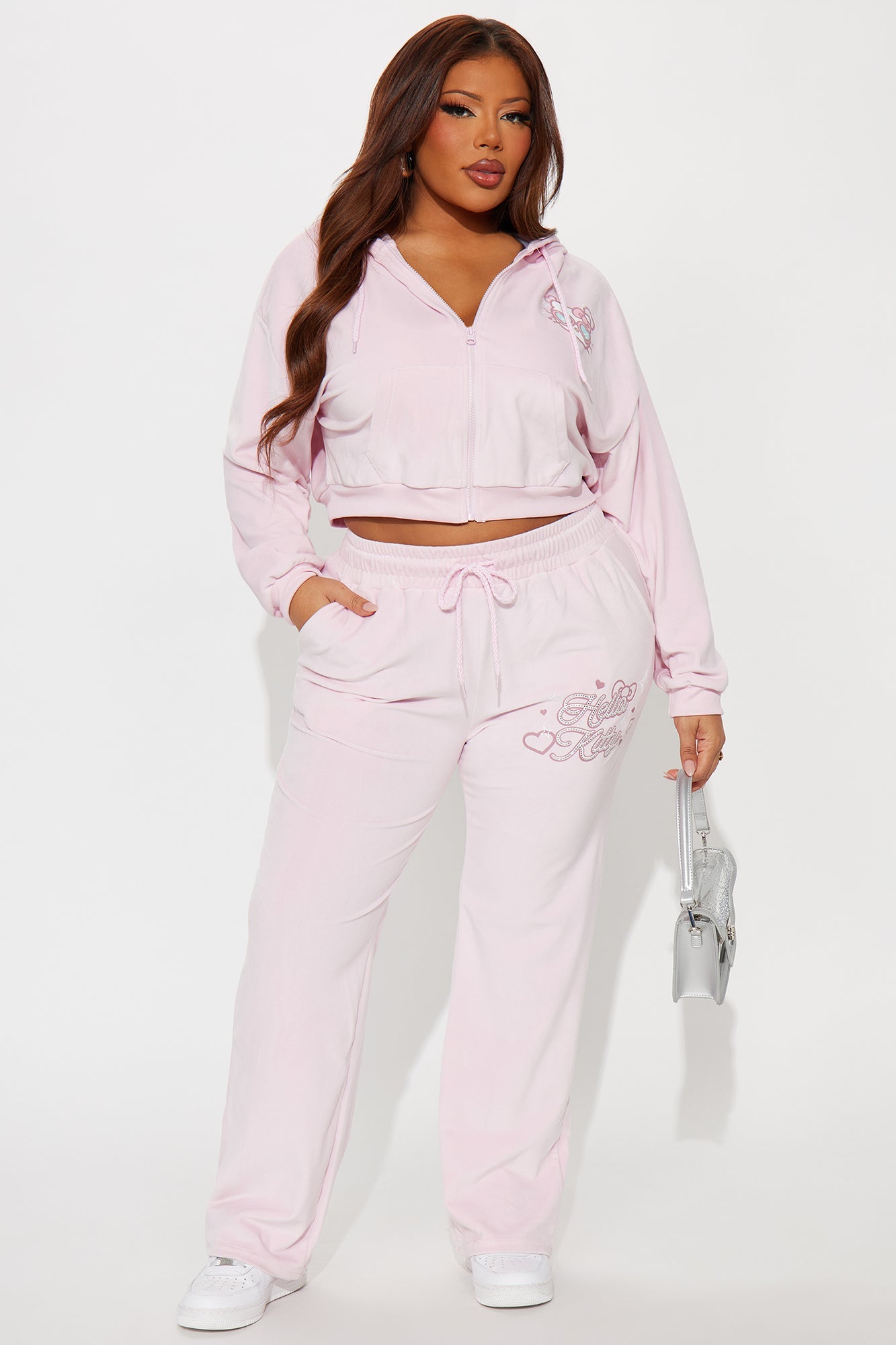 Hello Kitty Love Velour Wide Leg Pant - Pink