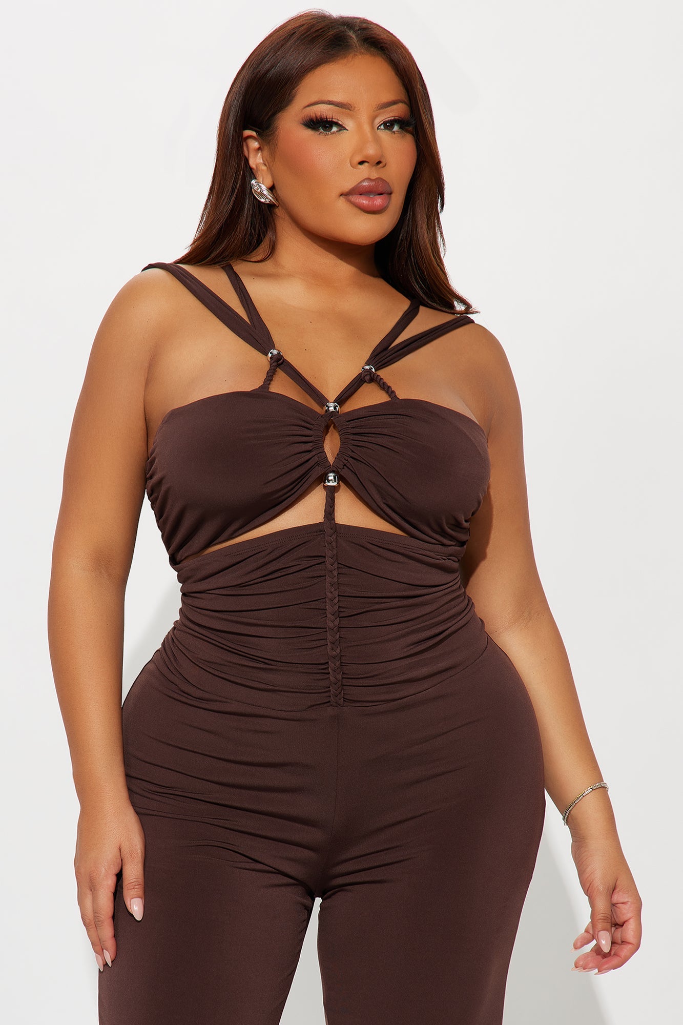 Seductive Energy Wide Leg Jumpsuit - Chocolate