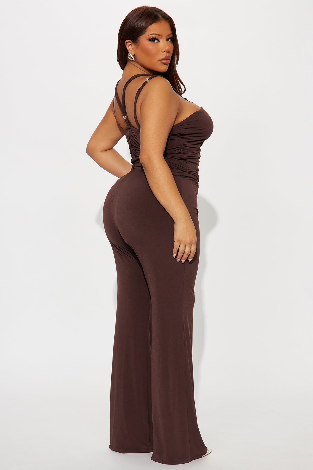 Seductive Energy Wide Leg Jumpsuit - Chocolate