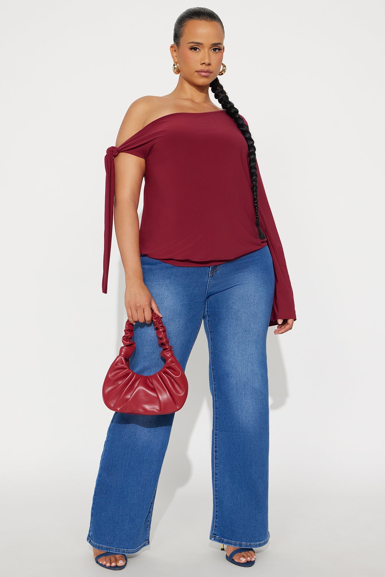 Fortuna Double Lined Off Shoulder Top - Burgundy