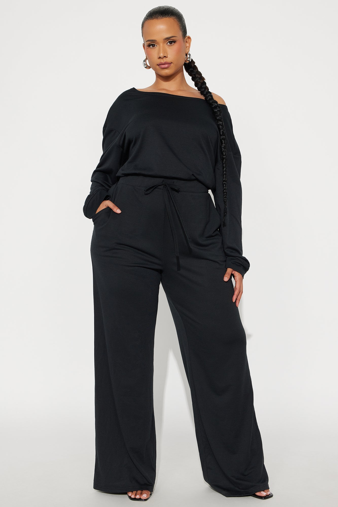 Just Warming Up French Terry Jumpsuit - Black