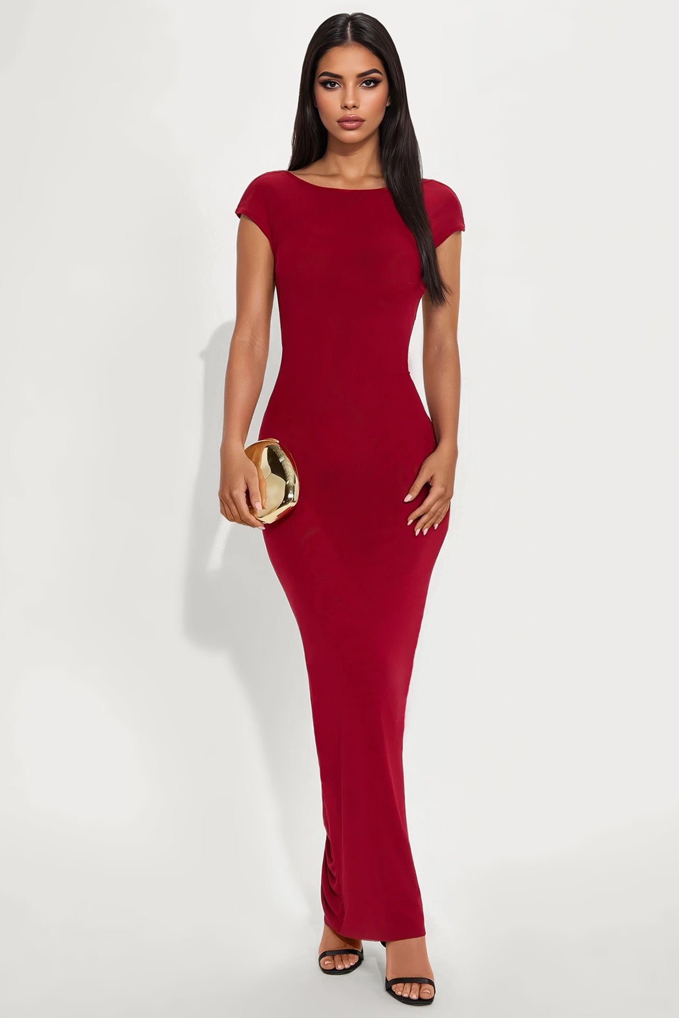 Halo Backless Maxi Dress - Burgundy