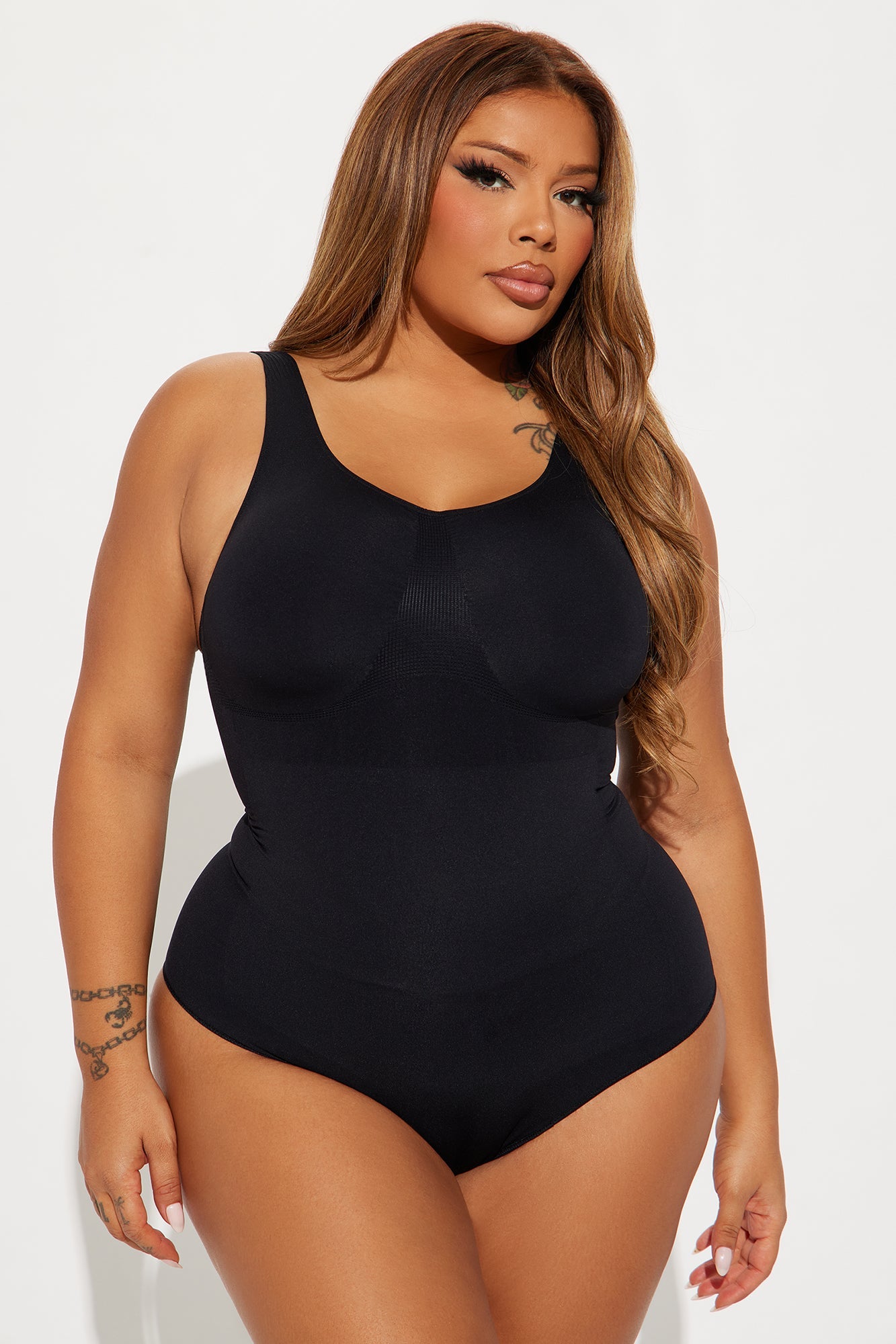 Sculpt Me Compression Shapewear Thong Bodysuit - Black