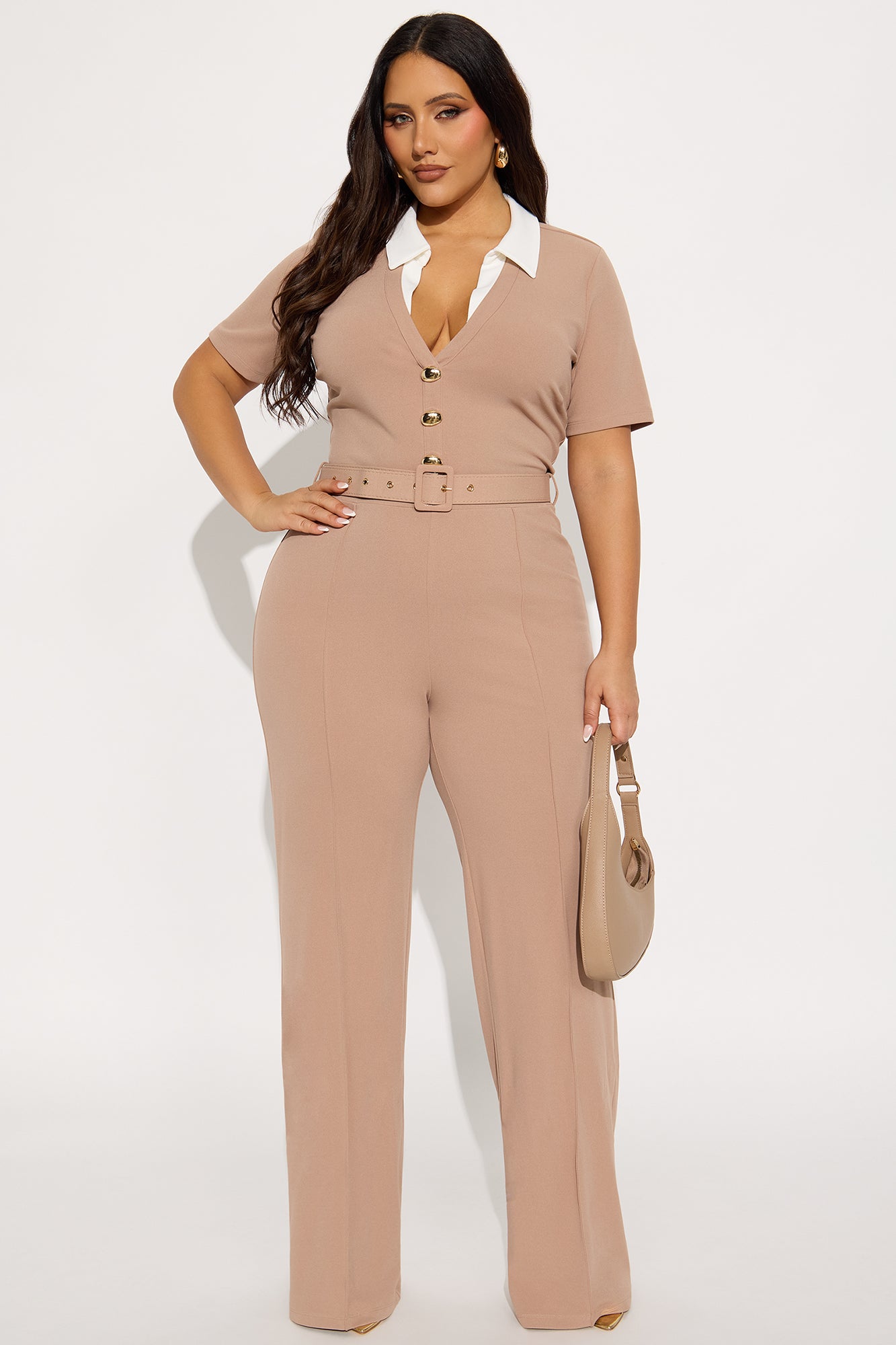 Ella Short Sleeve Jumpsuit - Taupe