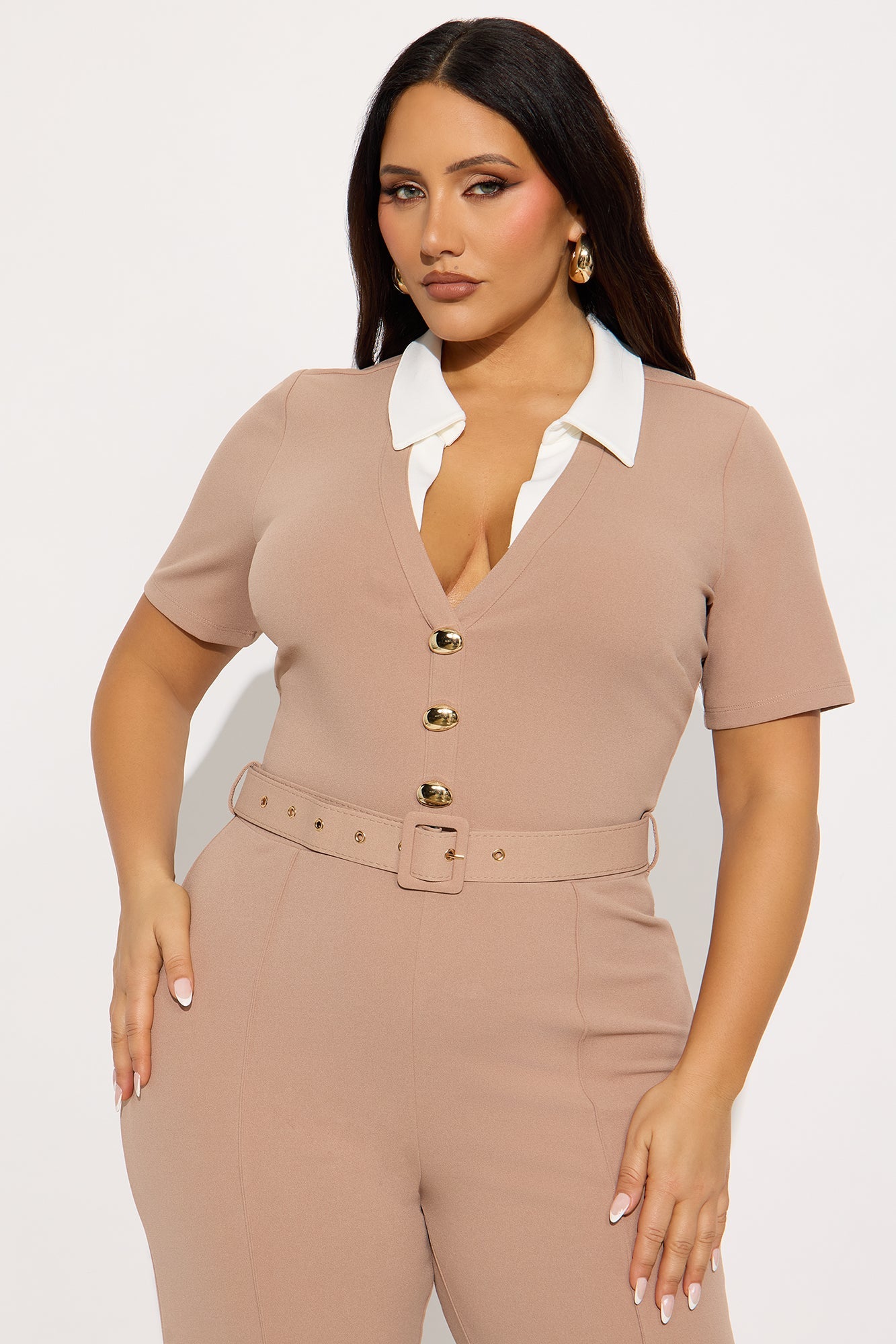Ella Short Sleeve Jumpsuit - Taupe