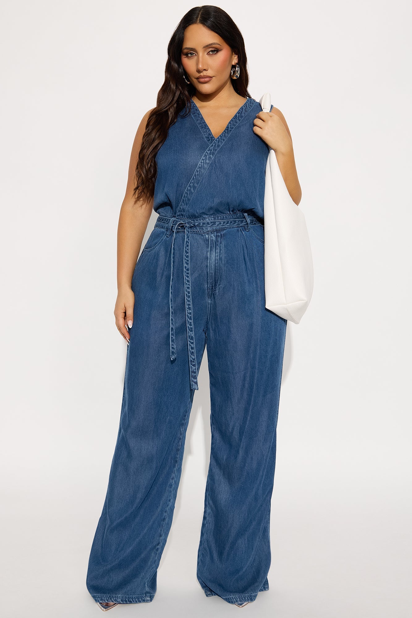 Queen Of The Scene Wide Leg Jumpsuit - Dark Wash
