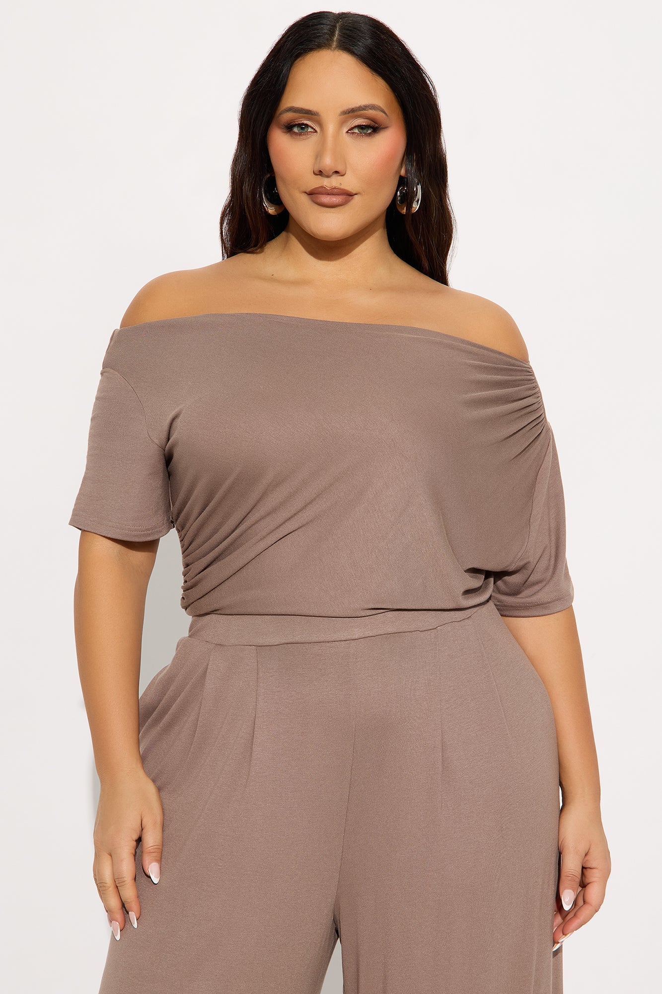 Francesca Rayon Blend Jumpsuit - Taupe