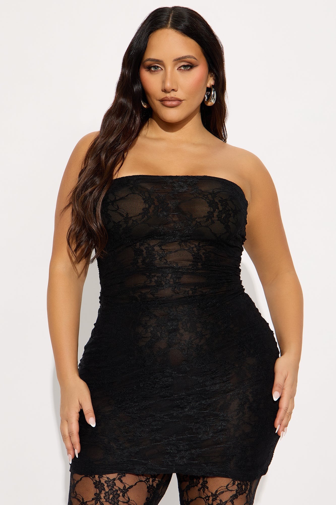 Tall So Lovely Lace Micro Mini Dress Set - Black