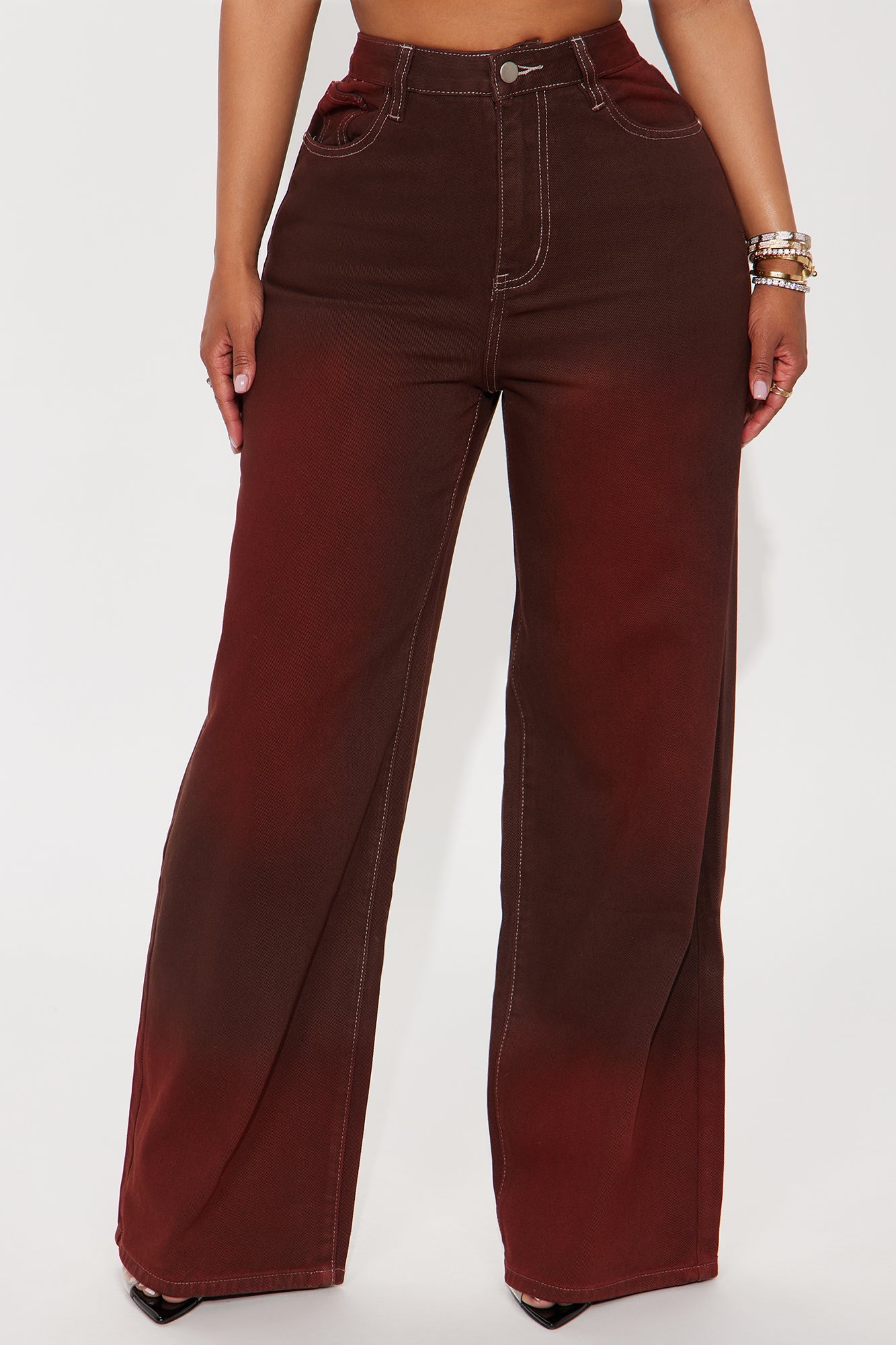 Home Grown Tinted Wide Leg Jeans - Brown